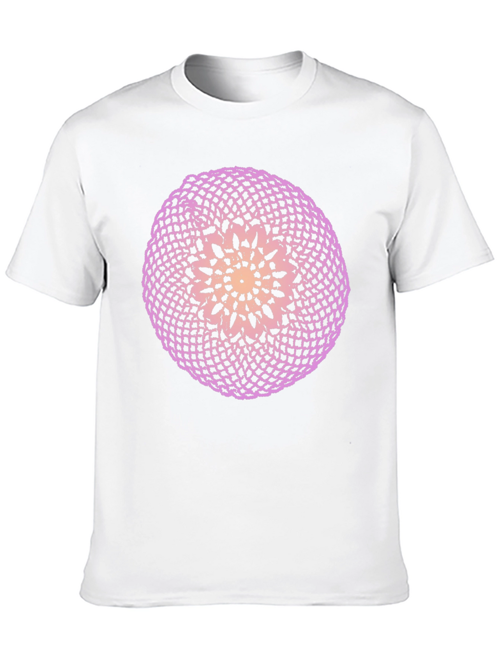 Black T-Shirt with Circular Crochet-Style Graphic