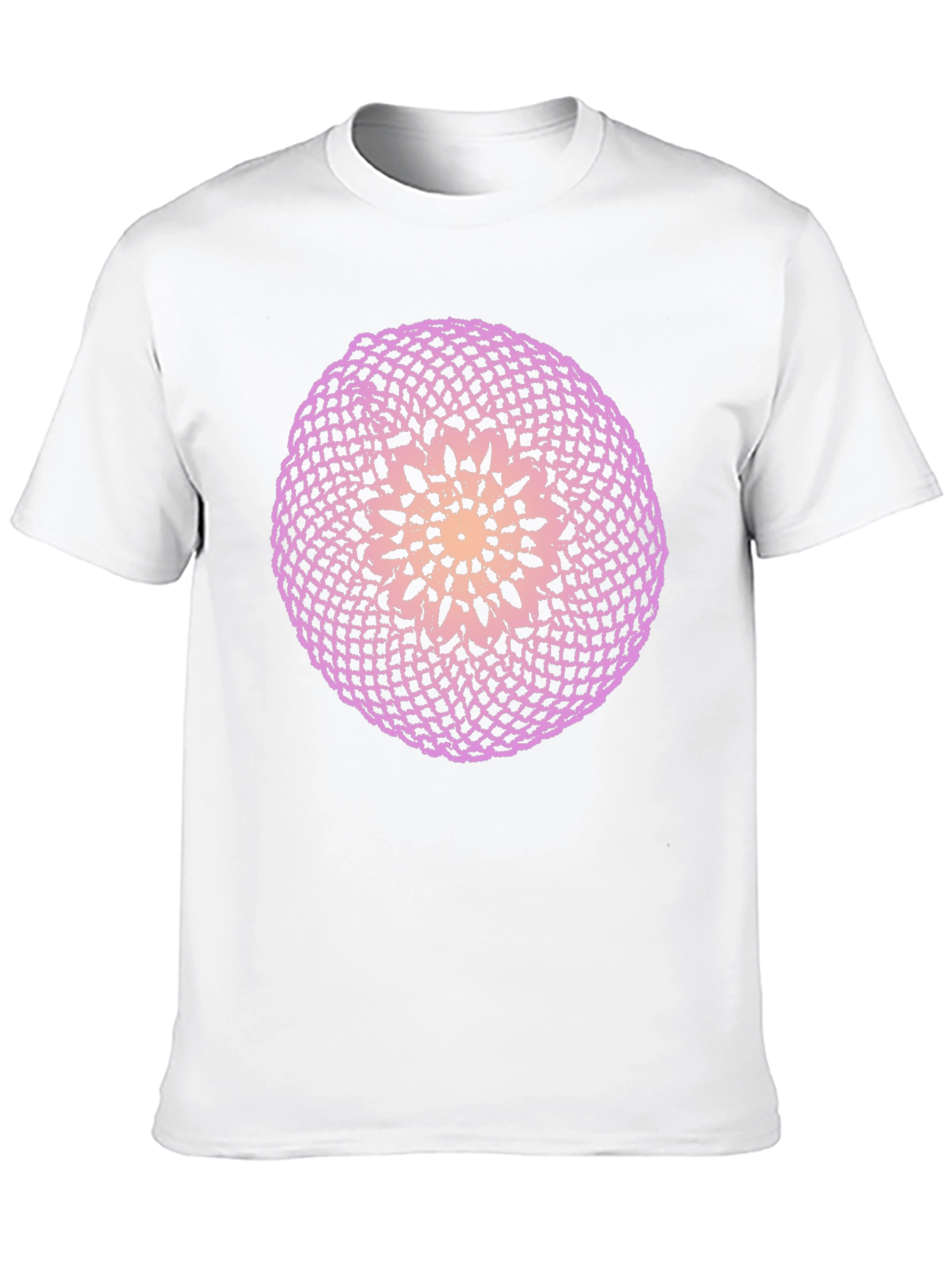 Black T-Shirt with Circular Crochet-Style Graphic
