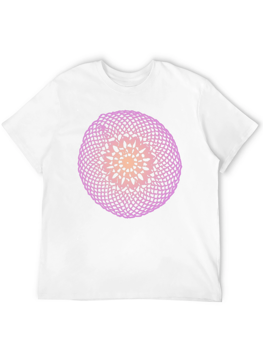 Black T-Shirt with Circular Crochet-Style Graphic