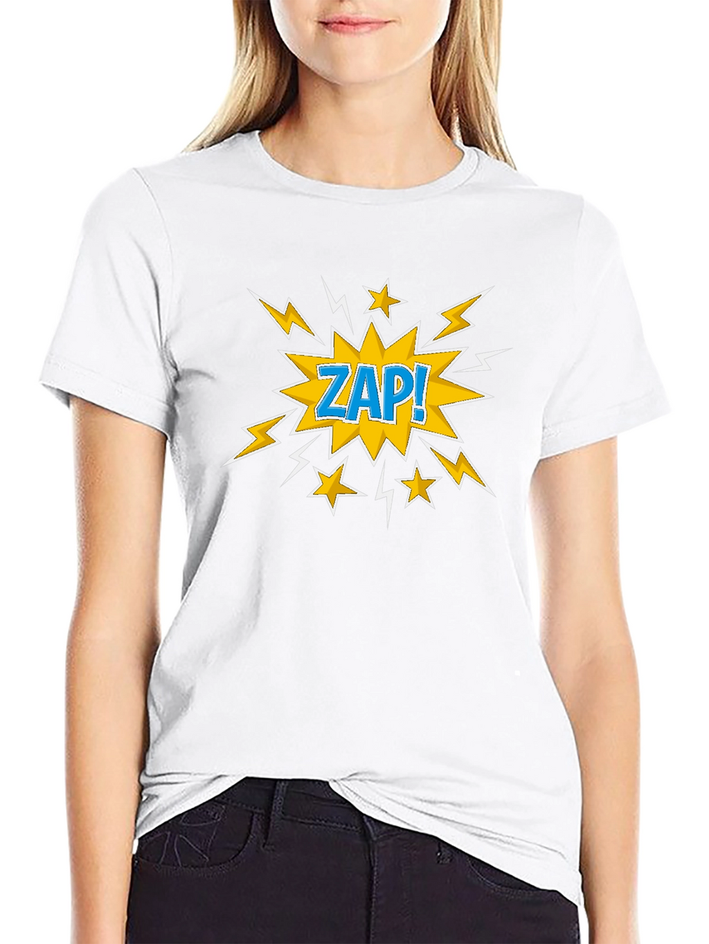 Zap! Graphic Print T-Shirt - Black Cotton Tee