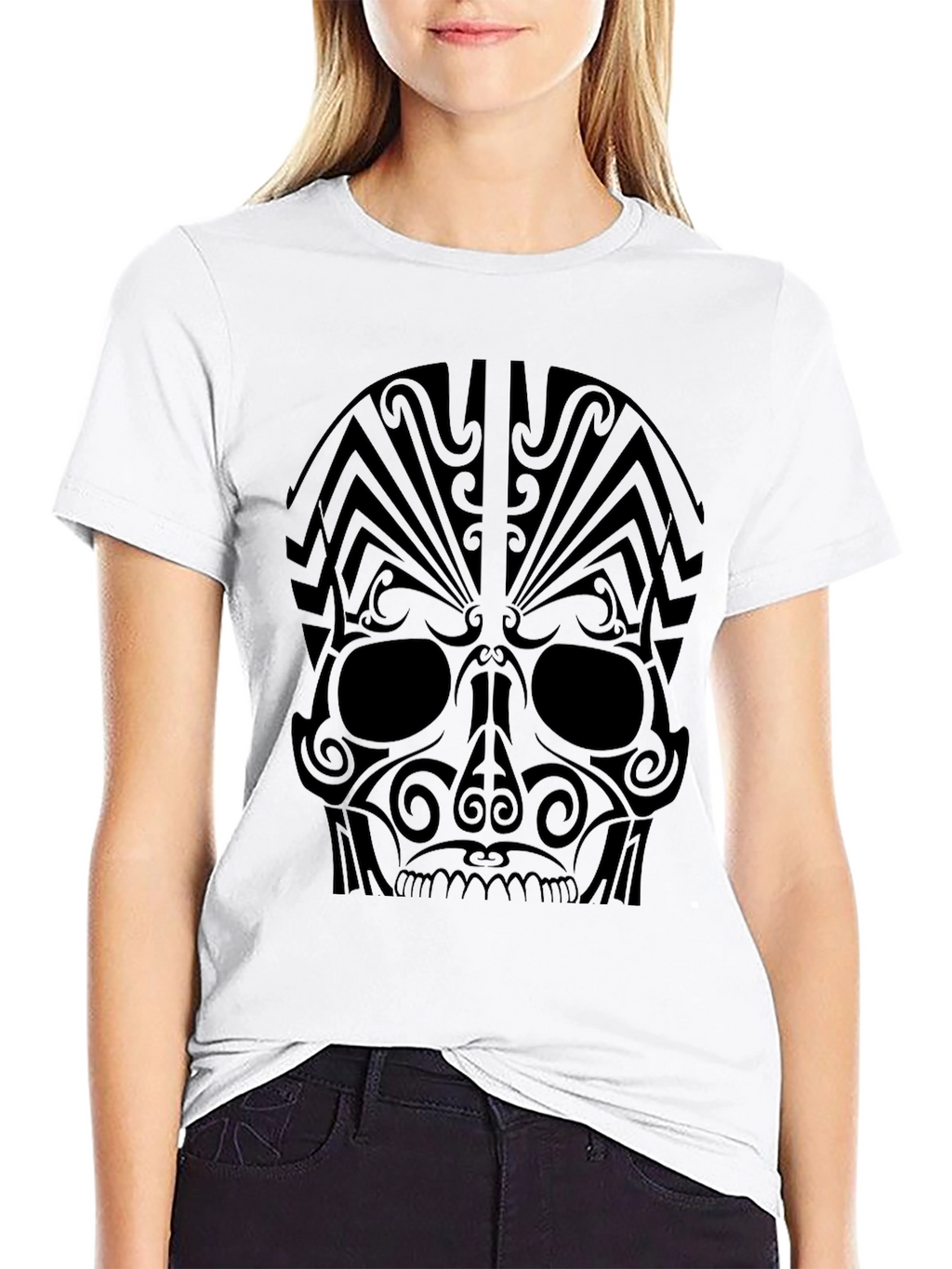 Tribal Skull Graphic Tee - Bold Statement Shirt