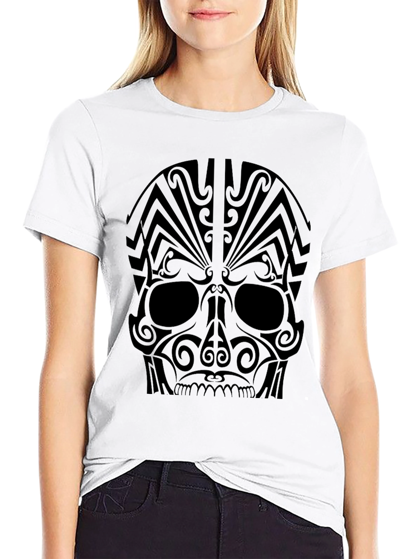 Tribal Skull Graphic Tee - Bold Statement Shirt