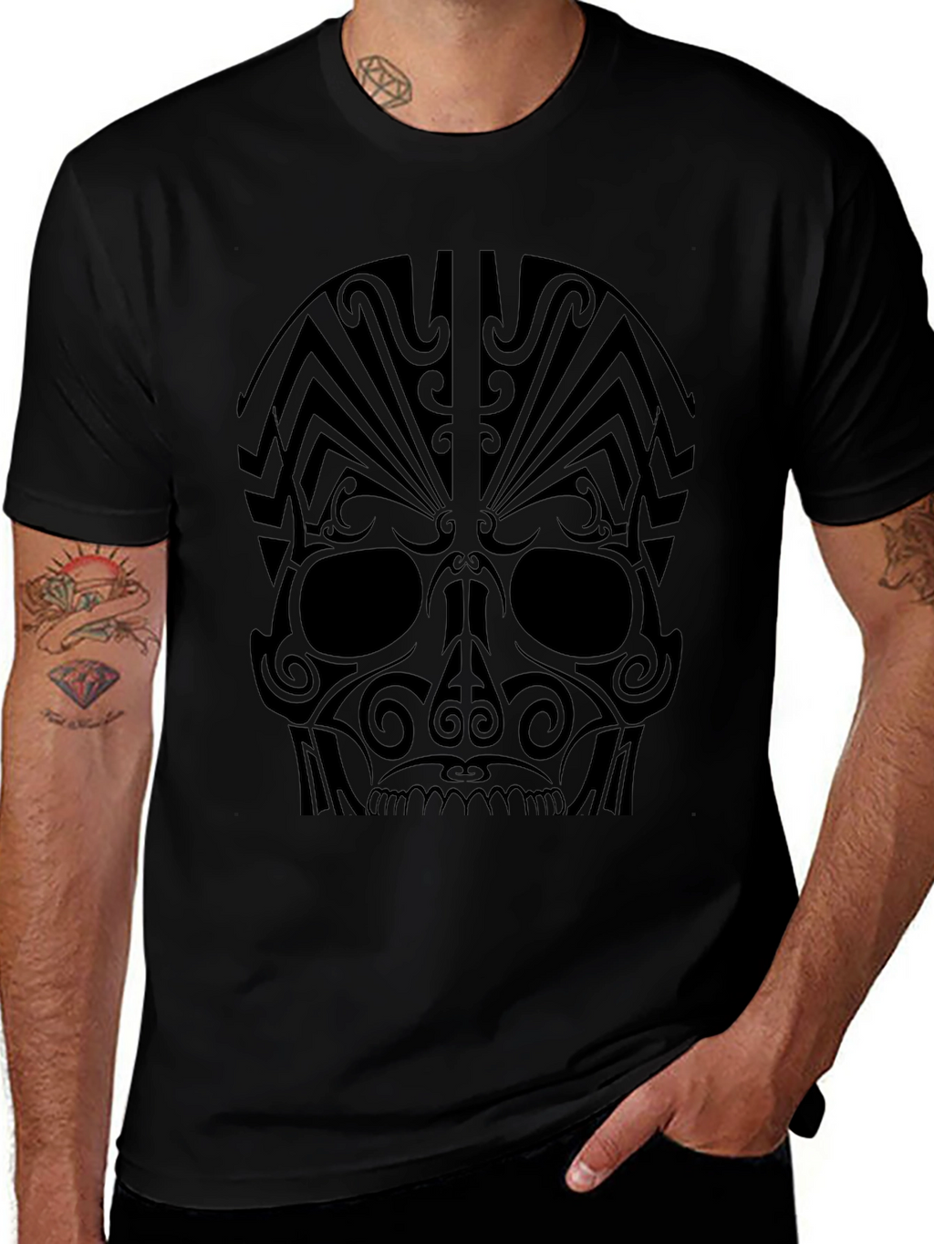 Tribal Skull Graphic Tee - Bold Statement Shirt