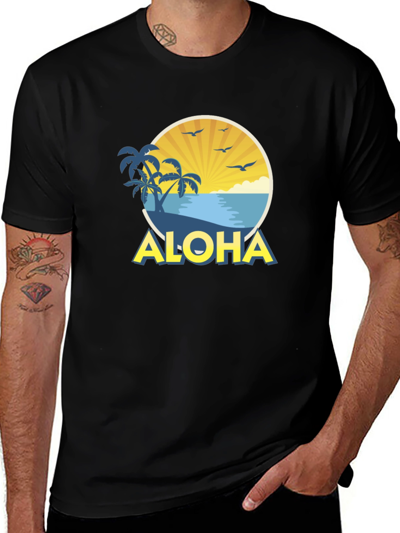 Aloha Beach Graphic Tee - Mens Black T-Shirt