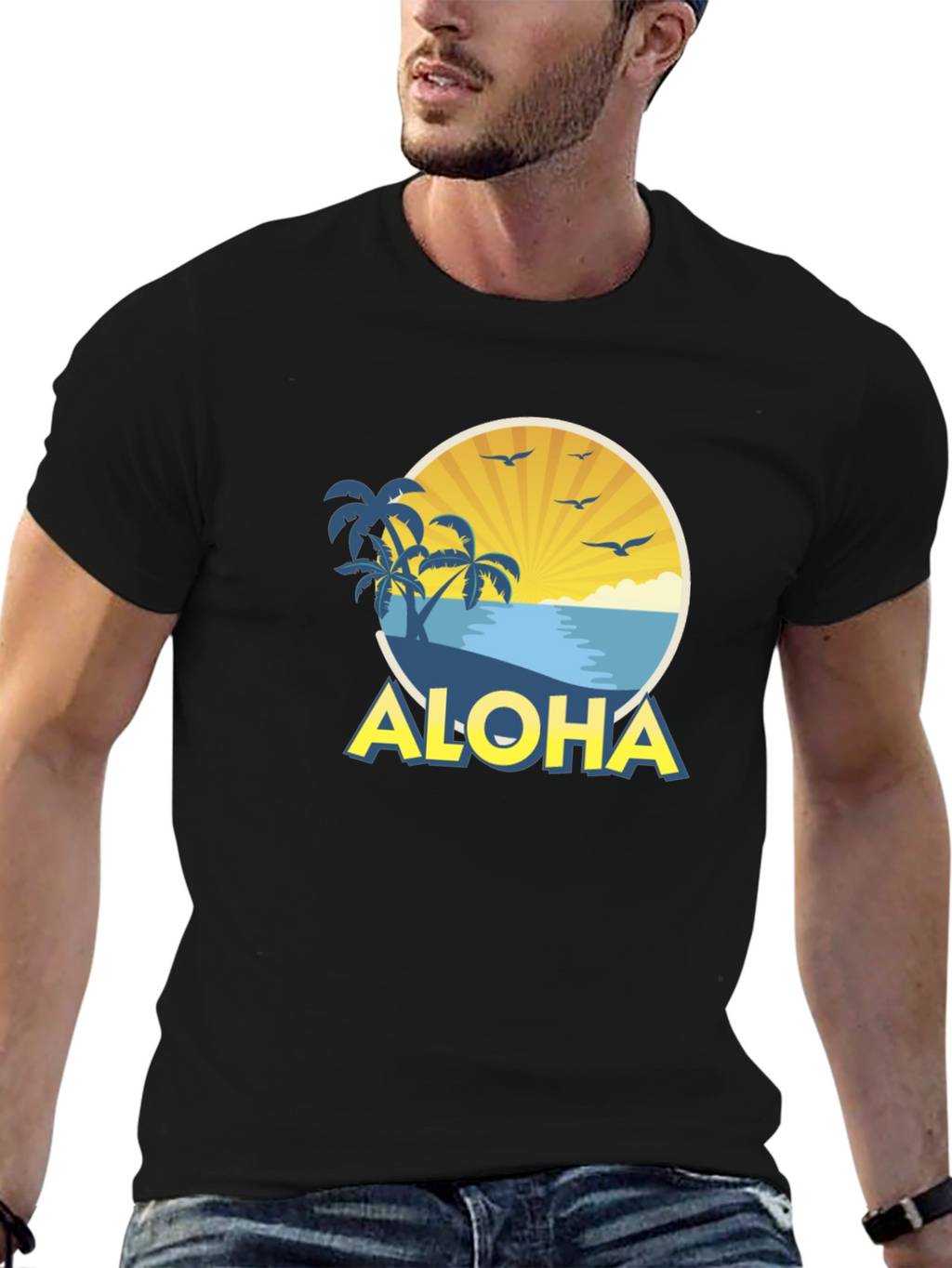 Aloha Beach Graphic Tee - Mens Black T-Shirt