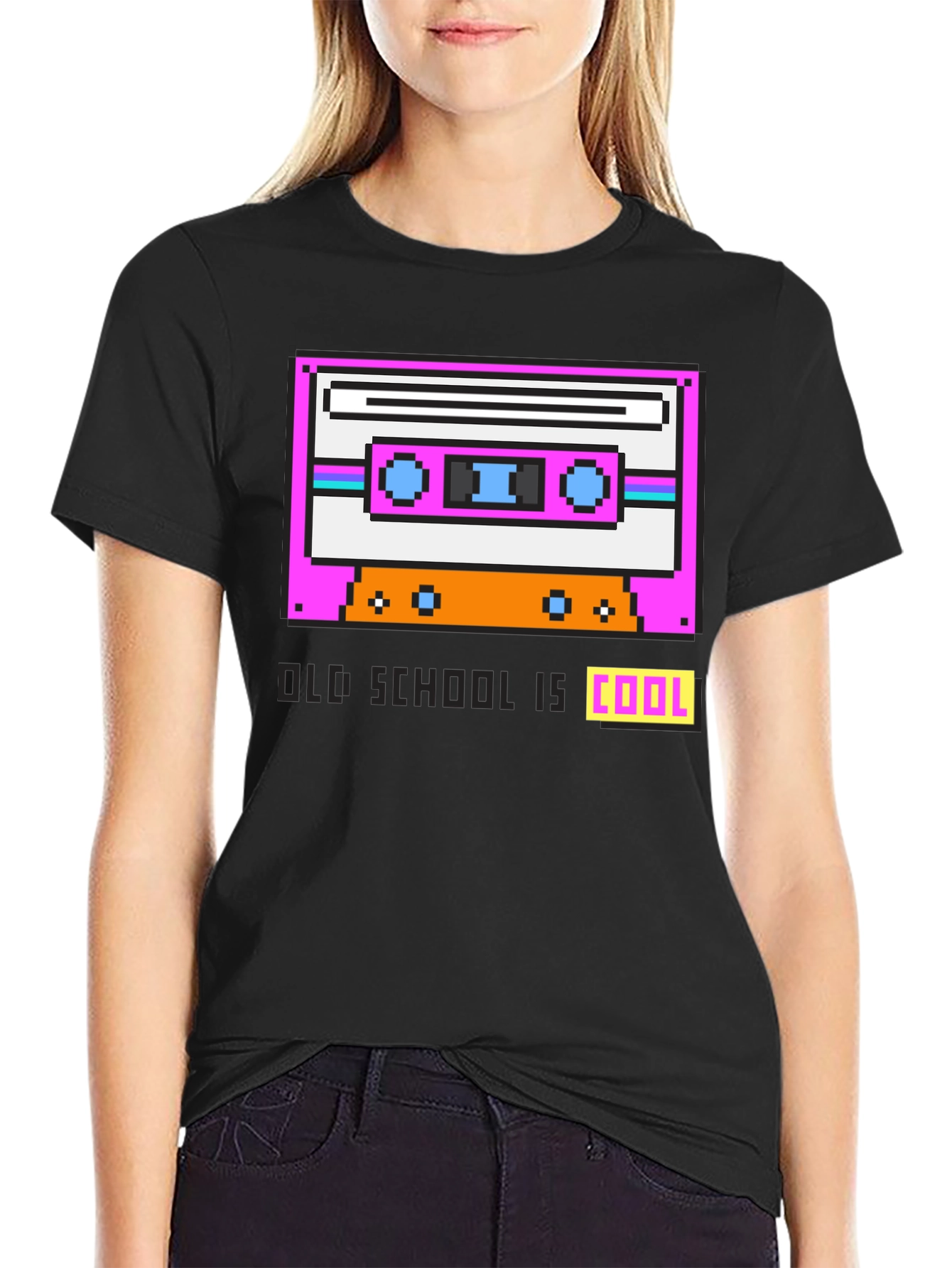 Retro Cassette Pixel Art Graphic T-Shirt