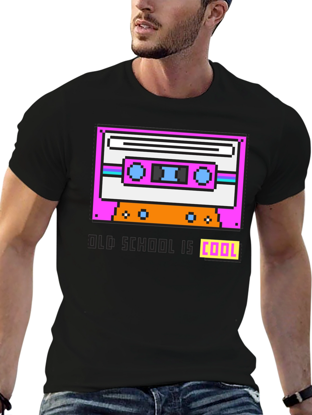 Retro Cassette Pixel Art Graphic T-Shirt