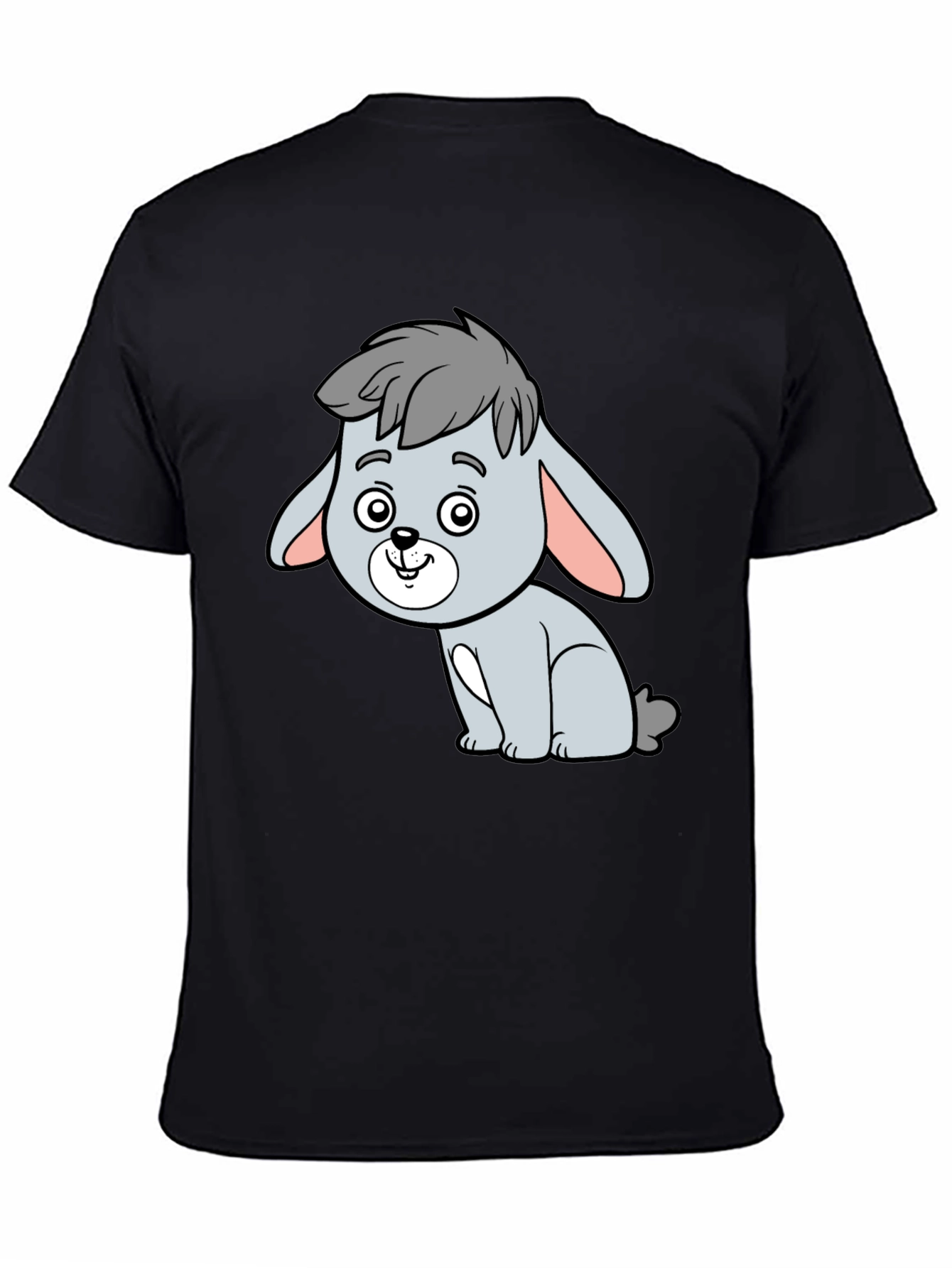 Cute Cartoon Bunny T-Shirt - Black