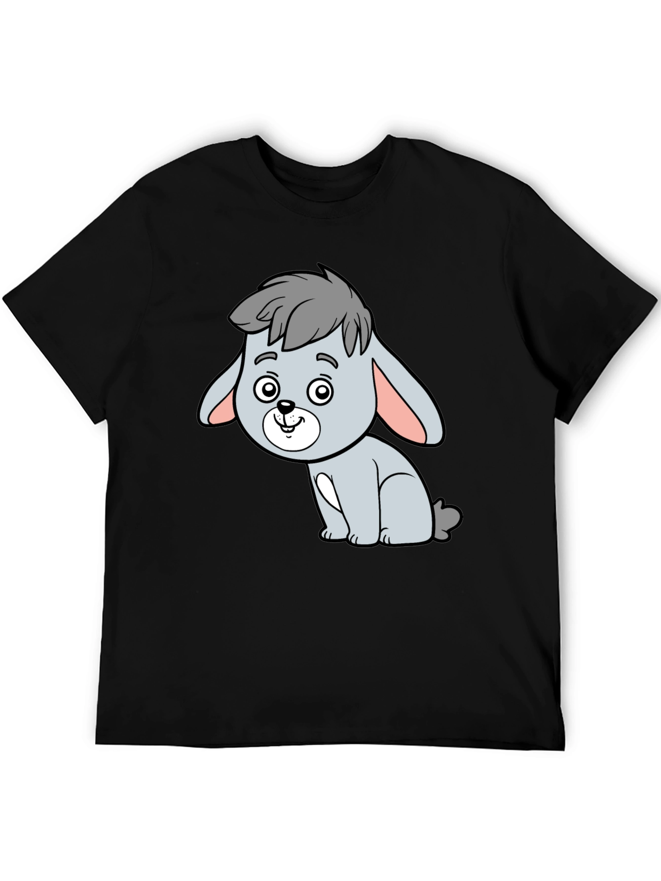 Cute Cartoon Bunny T-Shirt - Black