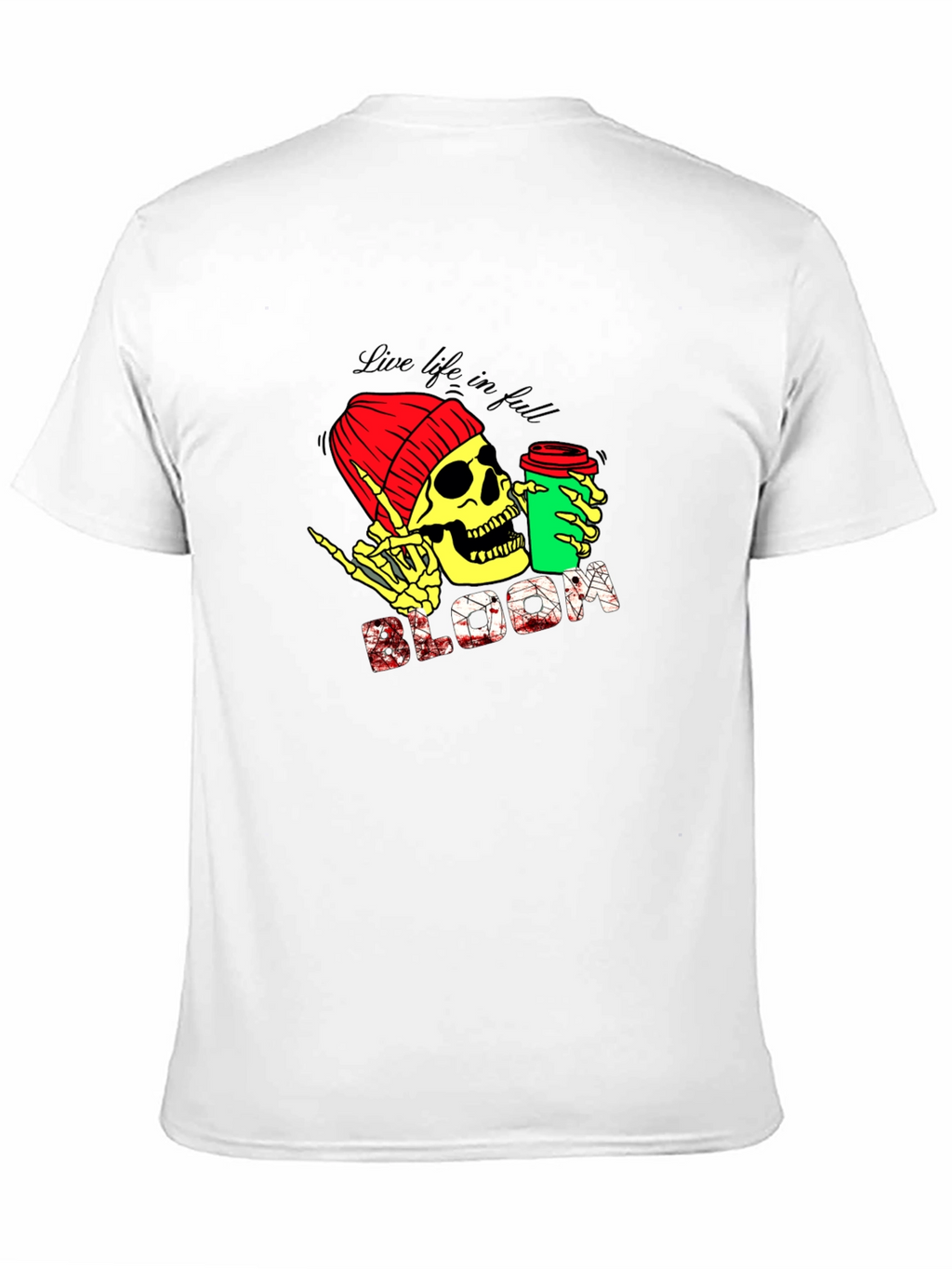 Live Life T-Shirt - Skull with Coffee Graphic Tee