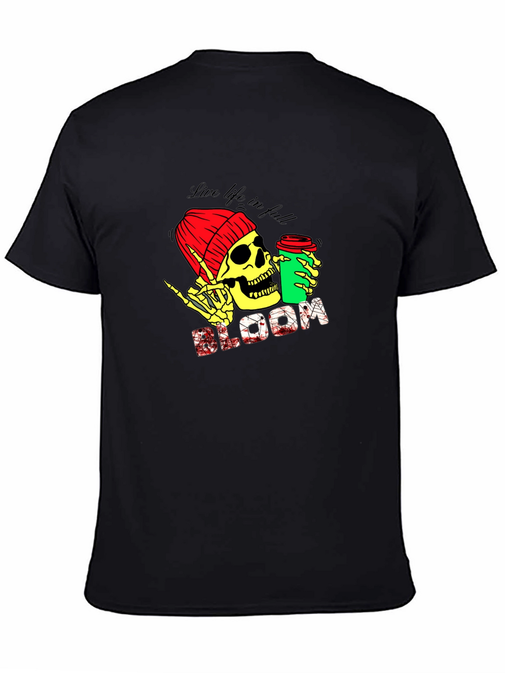 Live Life T-Shirt - Skull with Coffee Graphic Tee