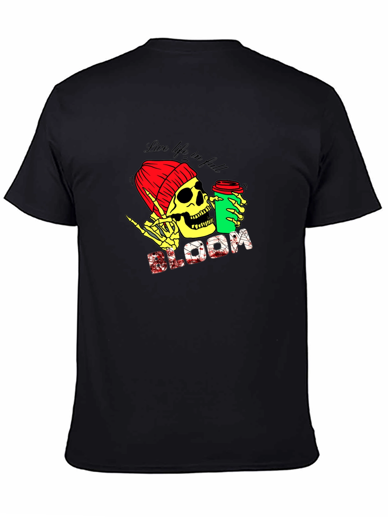 Live Life T-Shirt - Skull with Coffee Graphic Tee