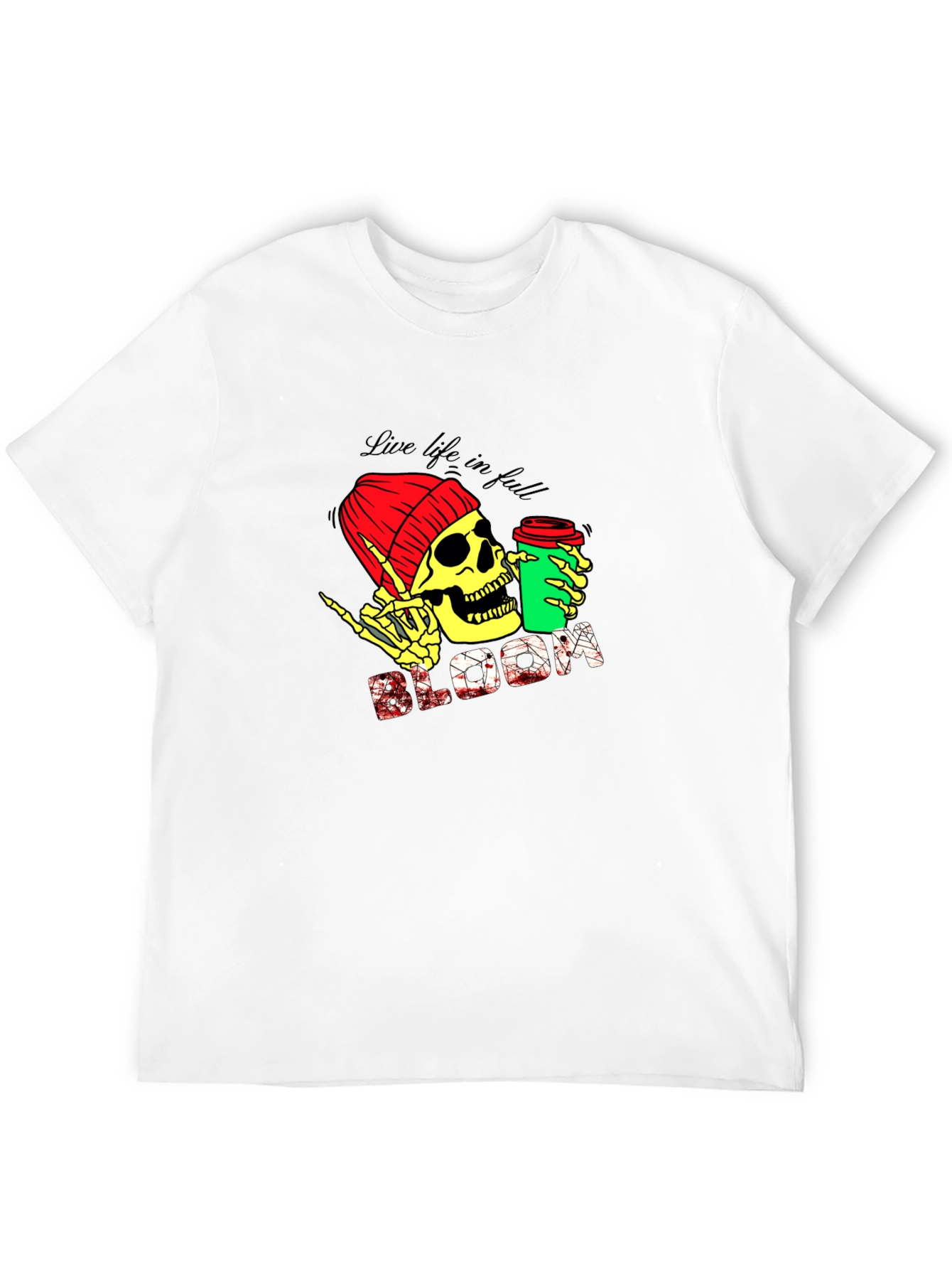 Live Life T-Shirt - Skull with Coffee Graphic Tee