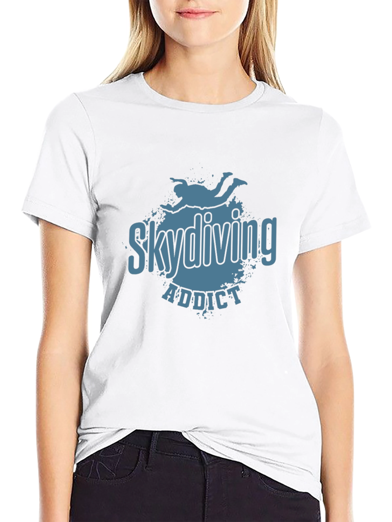 Skydiving Addict Graphic Print T-Shirt