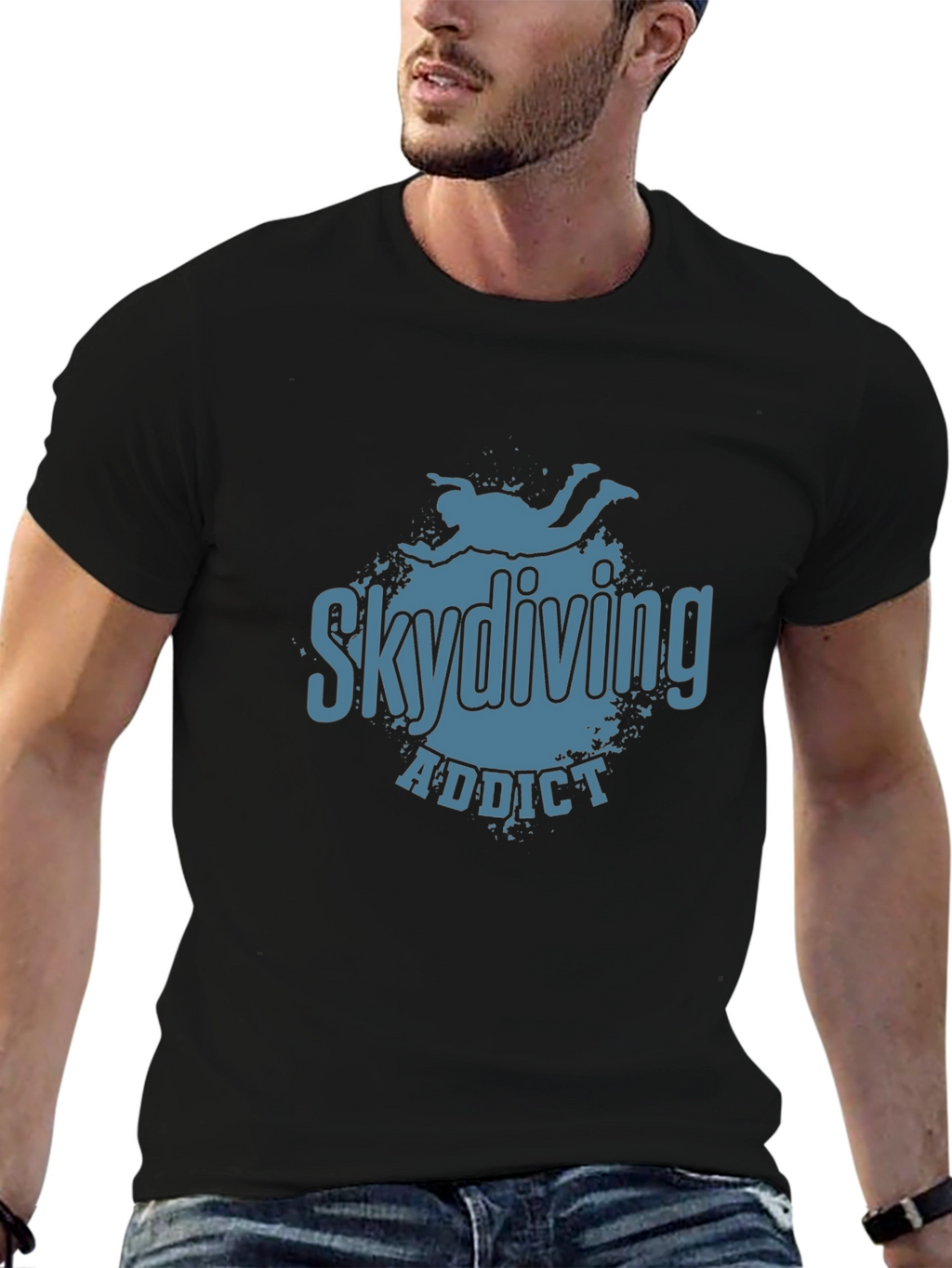 Skydiving Addict Graphic Print T-Shirt