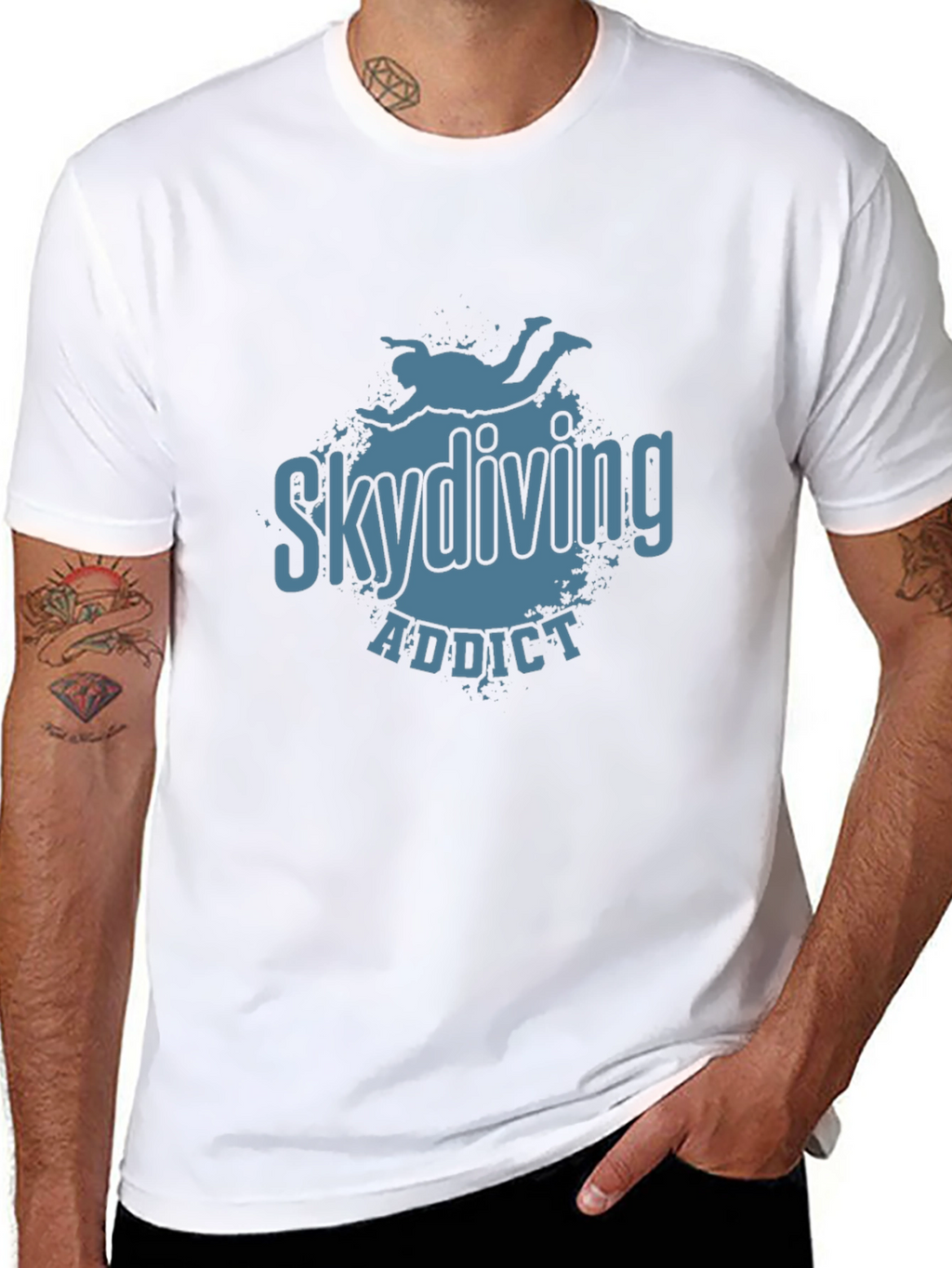 Skydiving Addict Graphic Print T-Shirt