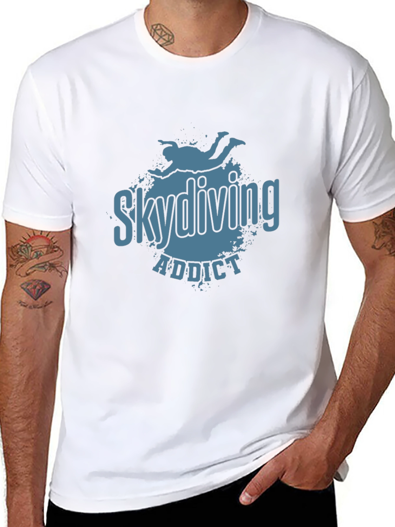 Skydiving Addict Graphic Print T-Shirt