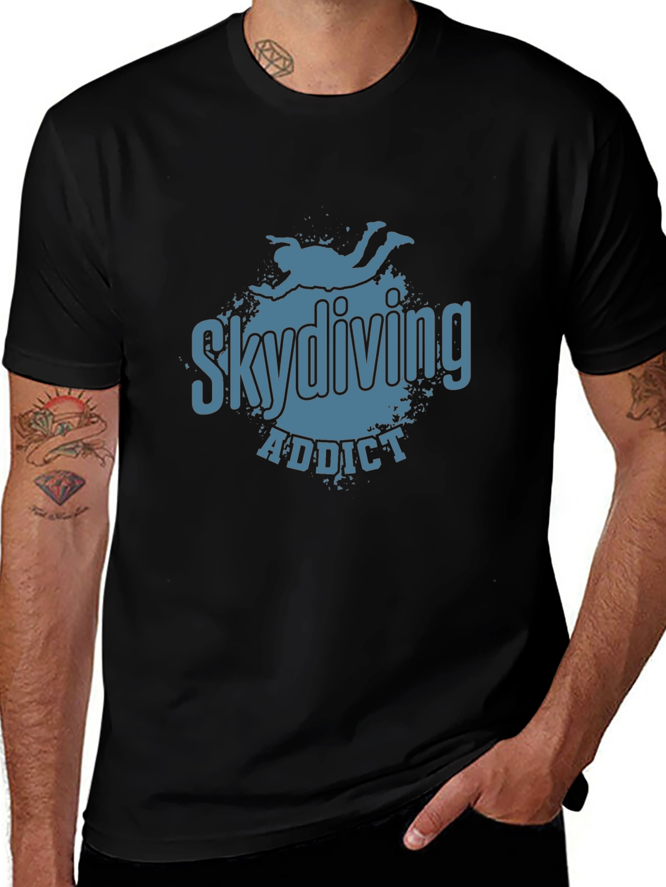 Skydiving Addict Graphic Print T-Shirt