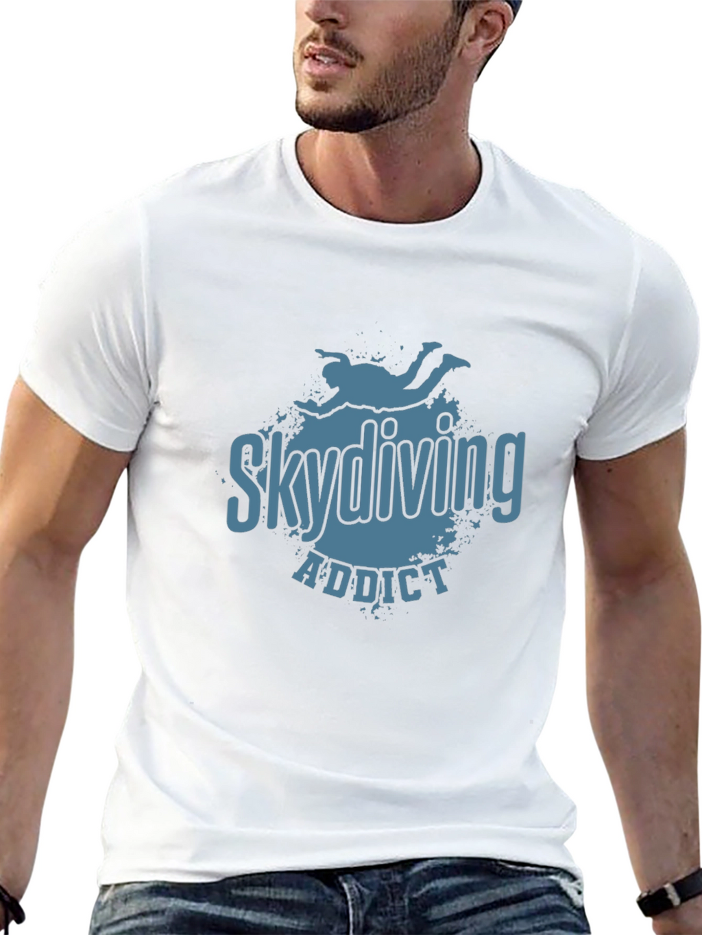 Skydiving Addict Graphic Print T-Shirt