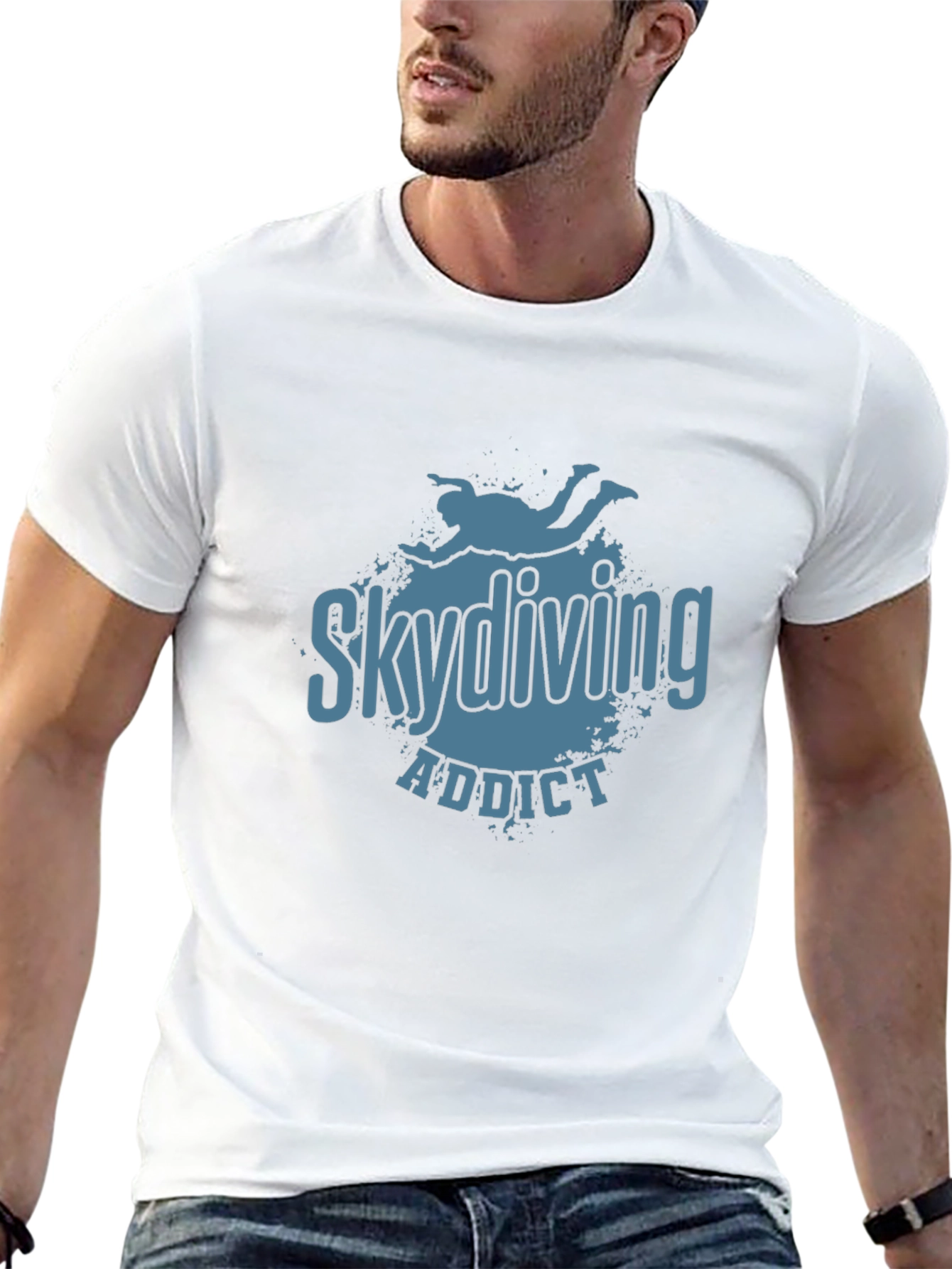 Skydiving Addict Graphic Print T-Shirt