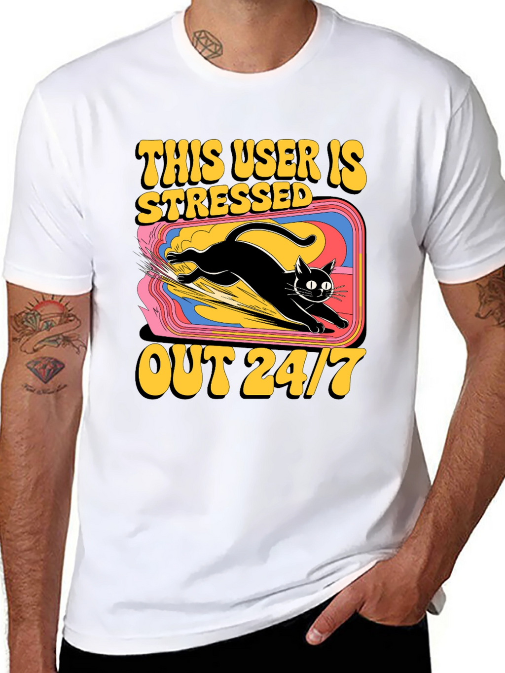 Stressed Out Cat Graphic Tee