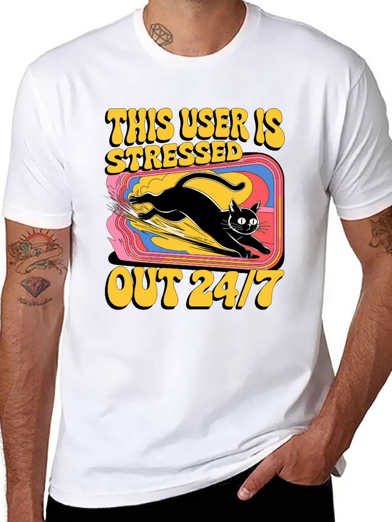 Stressed Out Cat Graphic Tee