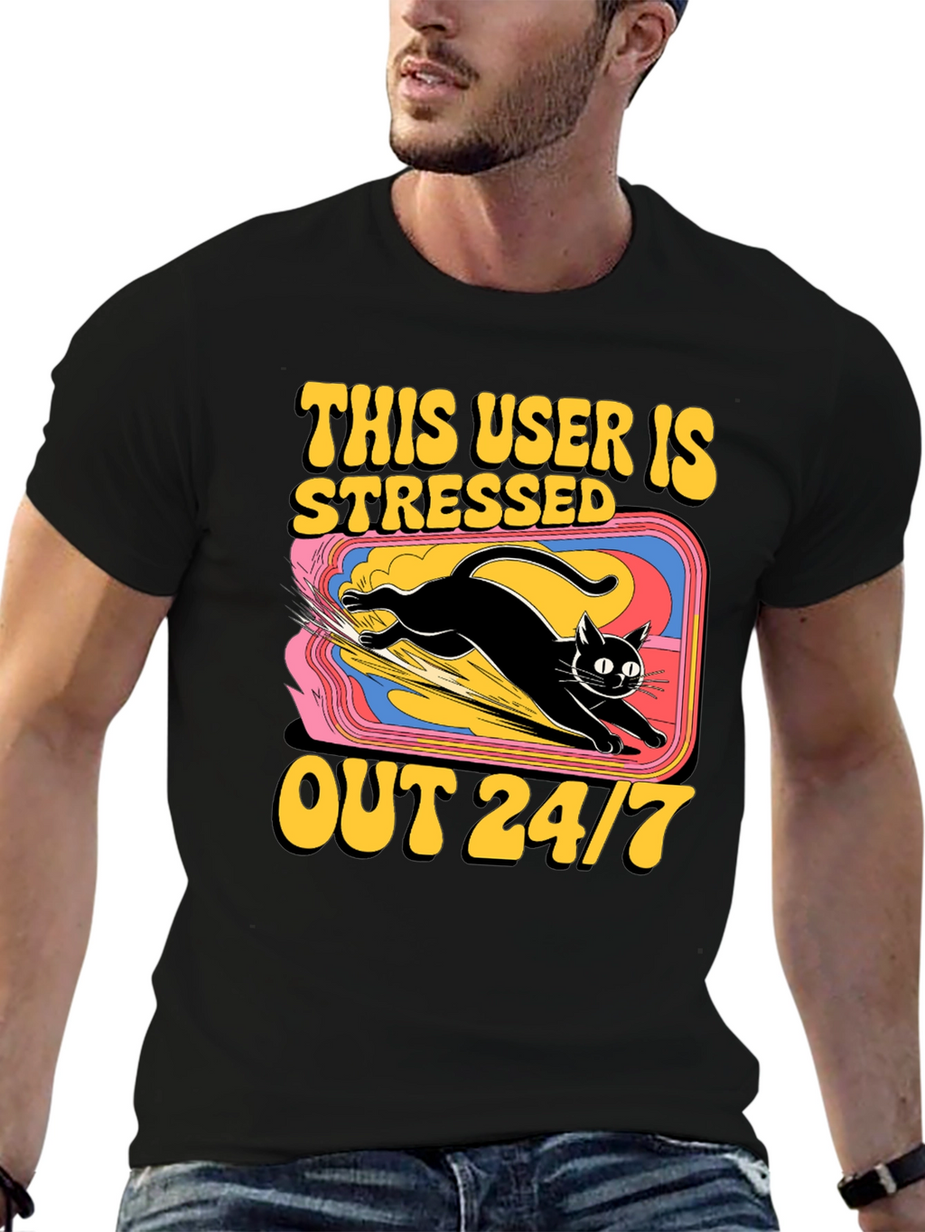 Stressed Out Cat Graphic Tee