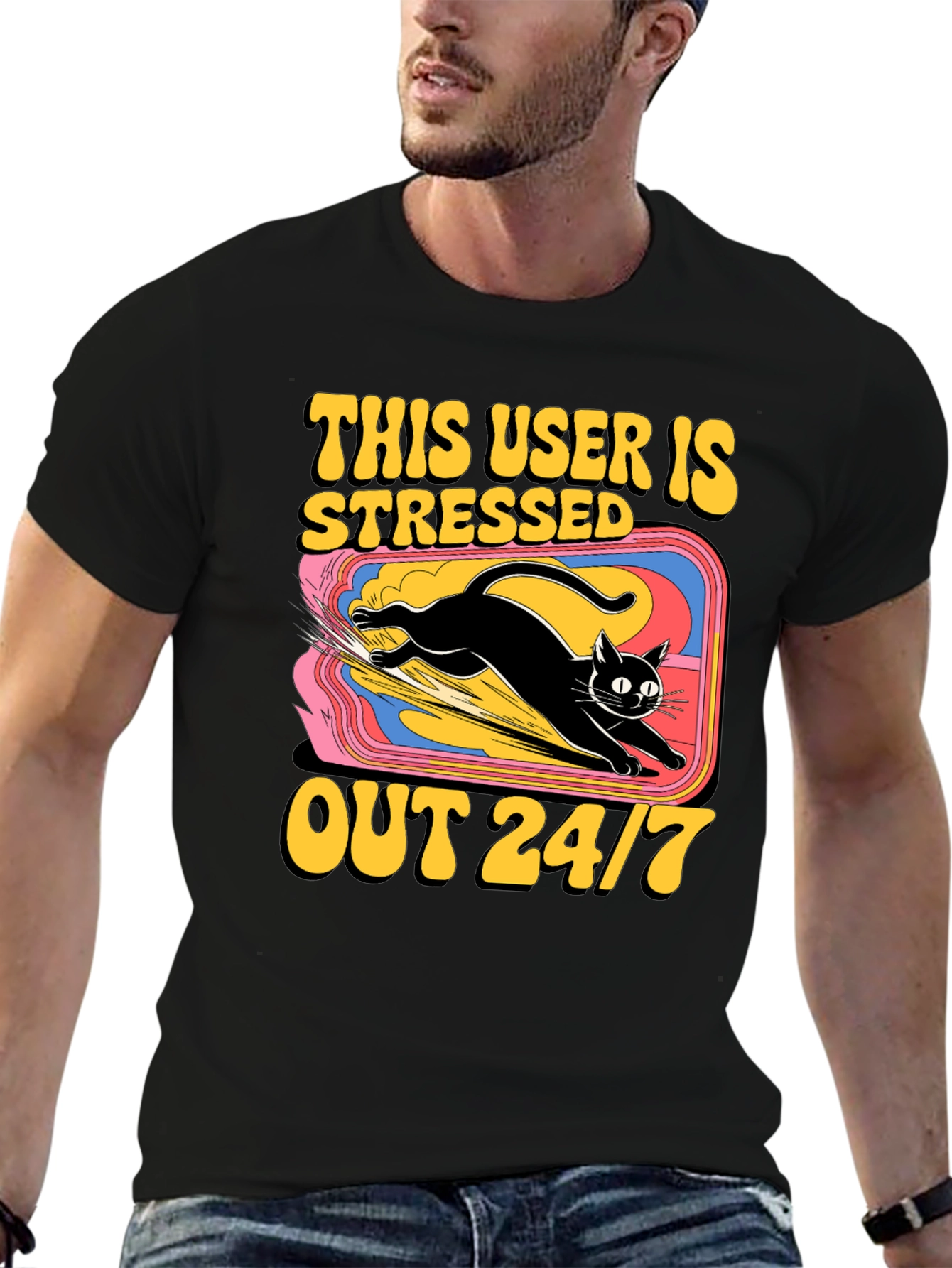 Stressed Out Cat Graphic Tee
