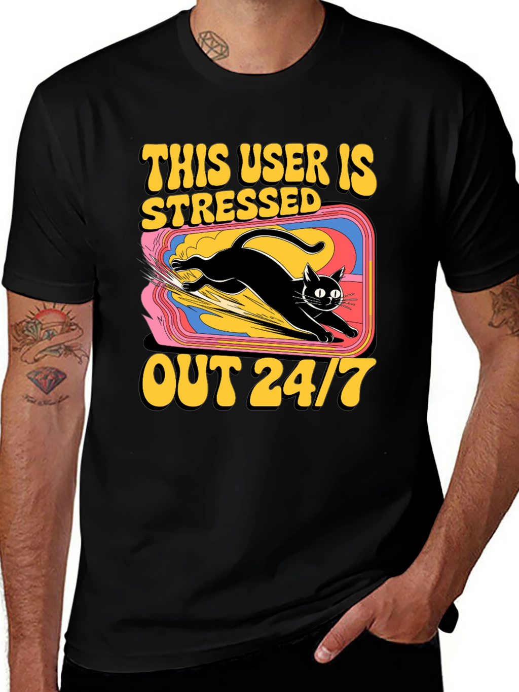 Stressed Out Cat Graphic Tee