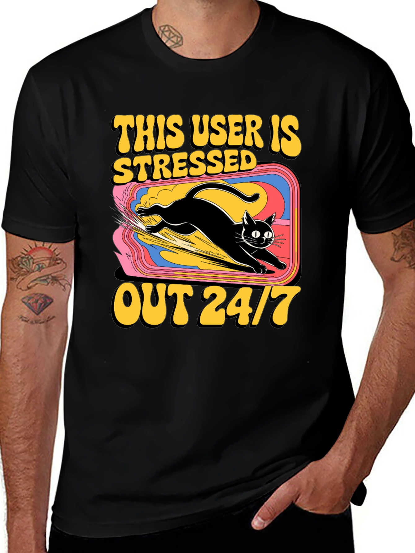 Stressed Out Cat Graphic Tee