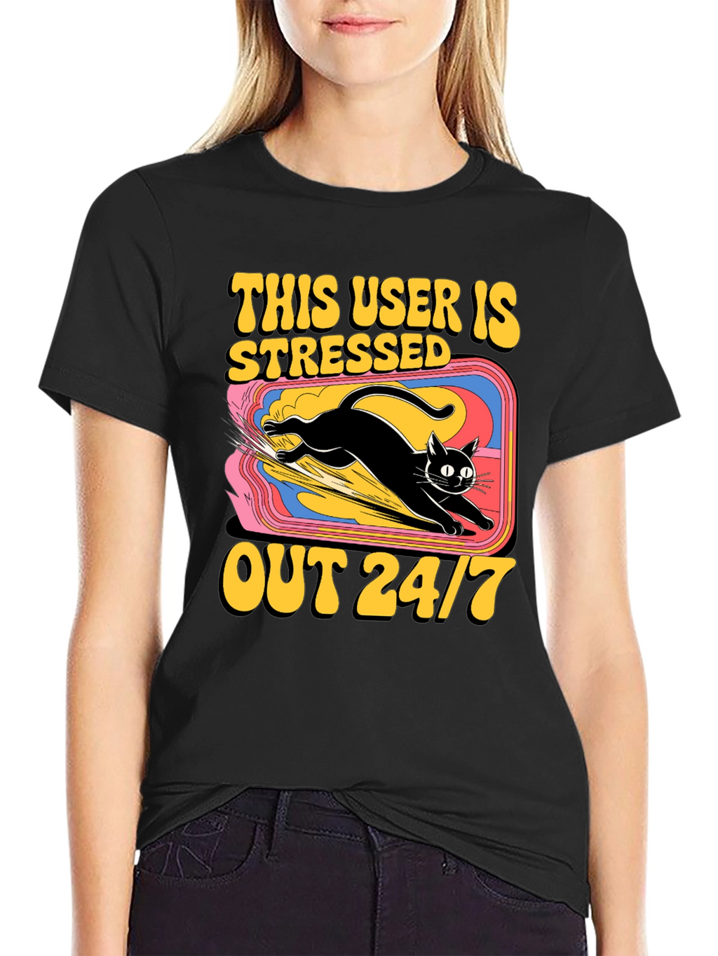 Stressed Out Cat Graphic Tee