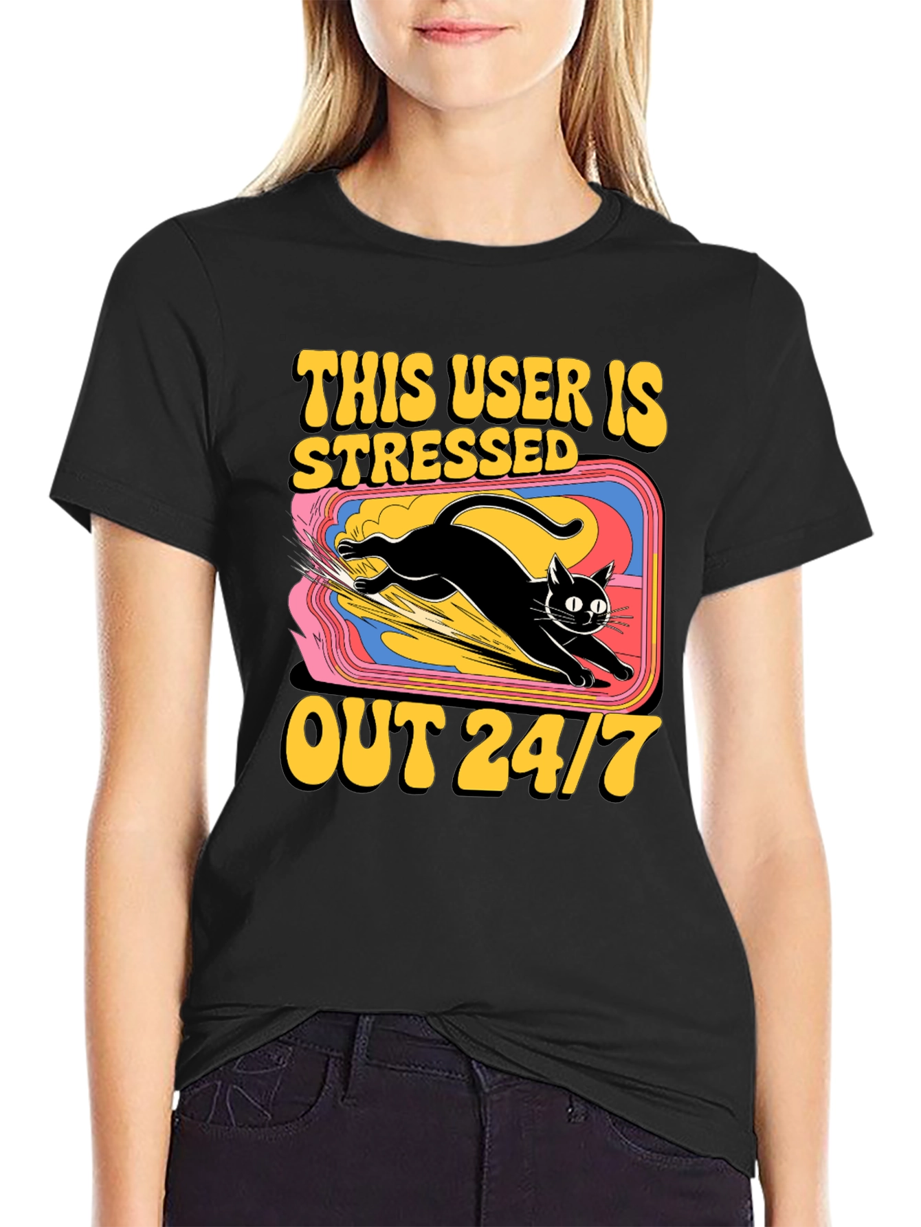 Stressed Out Cat Graphic Tee