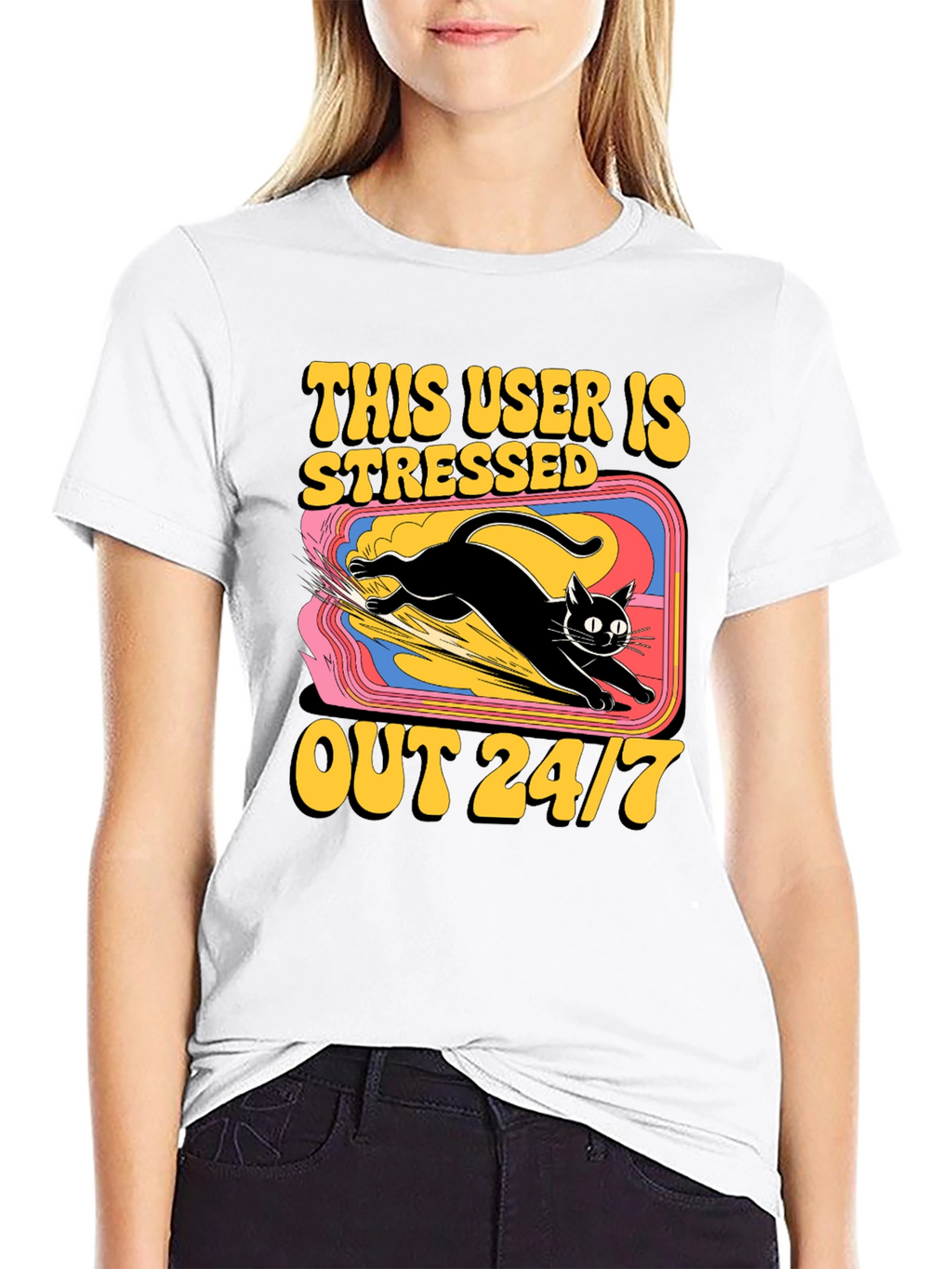Stressed Out Cat Graphic Tee