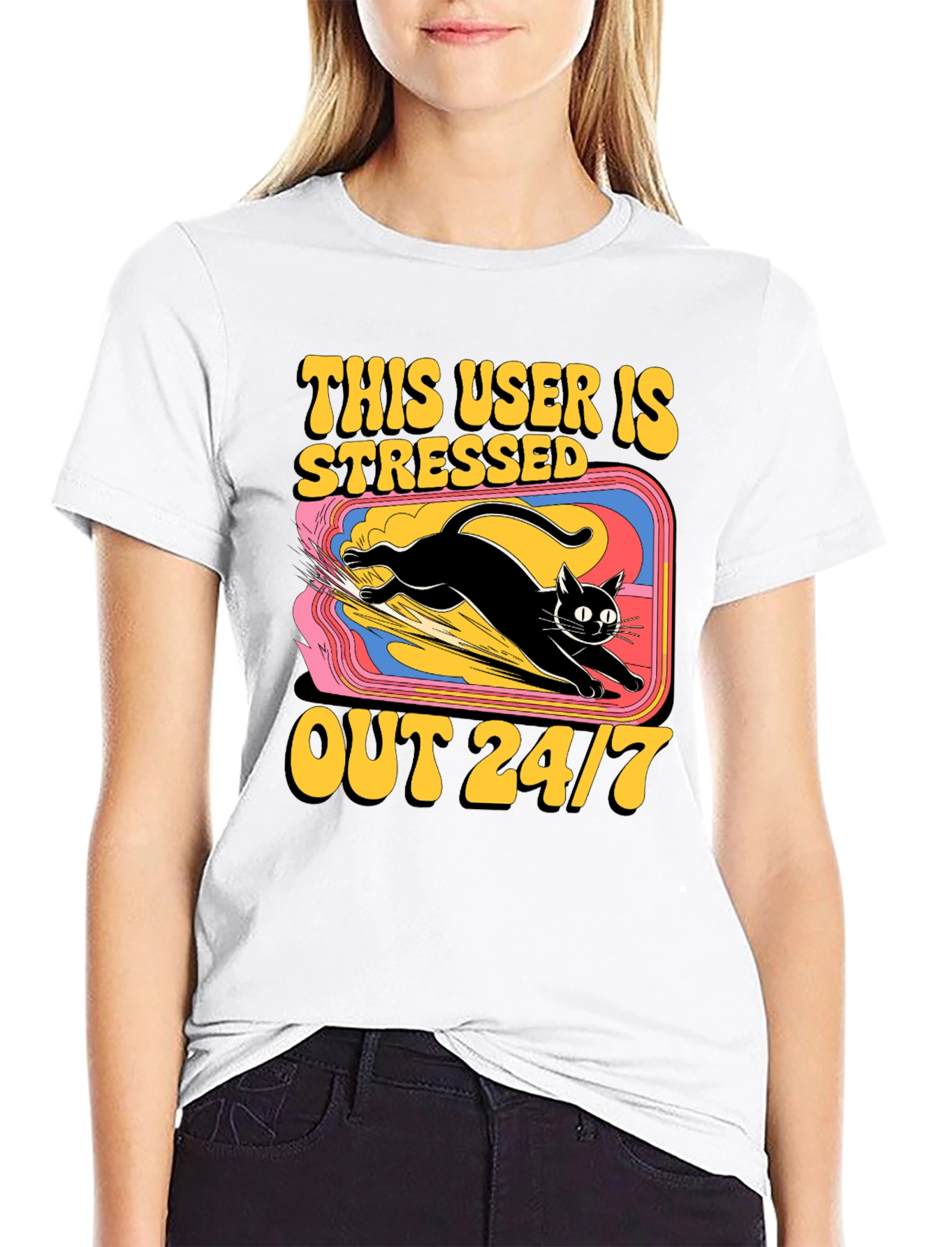 Stressed Out Cat Graphic Tee