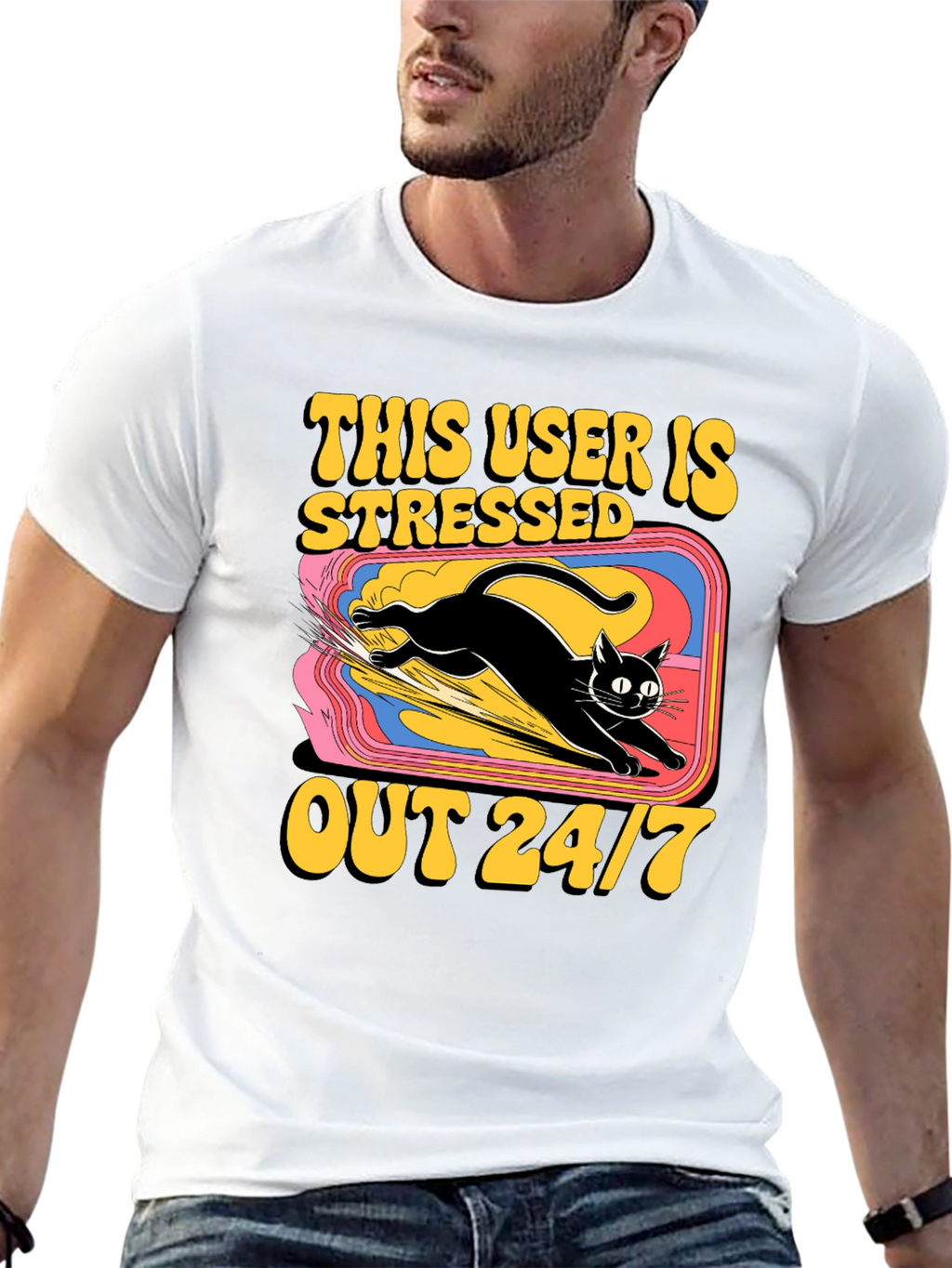 Stressed Out Cat Graphic Tee