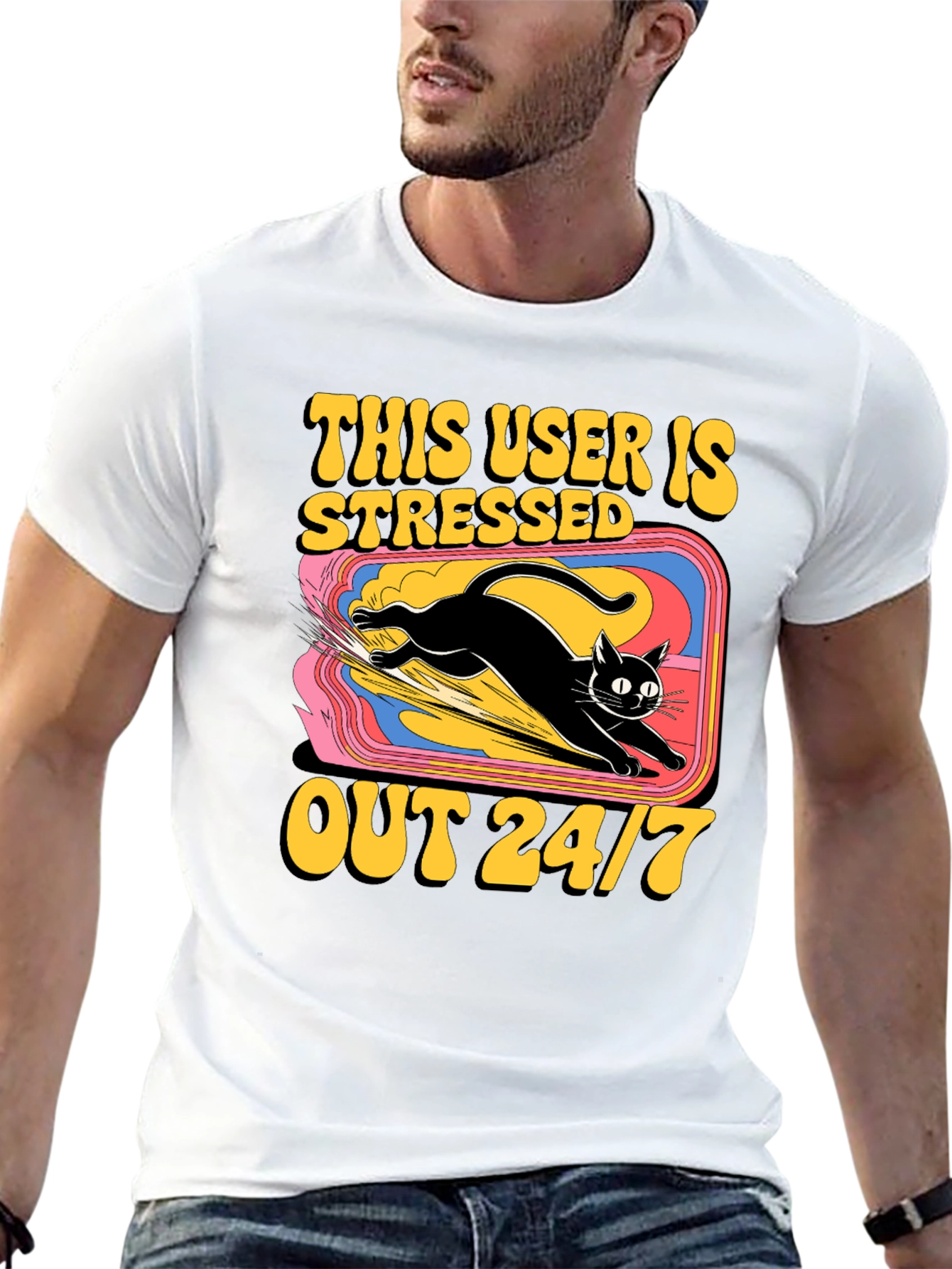 Stressed Out Cat Graphic Tee