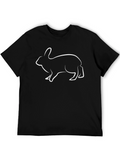 Rabbit Outline T-Shirt - Mens Black Tee