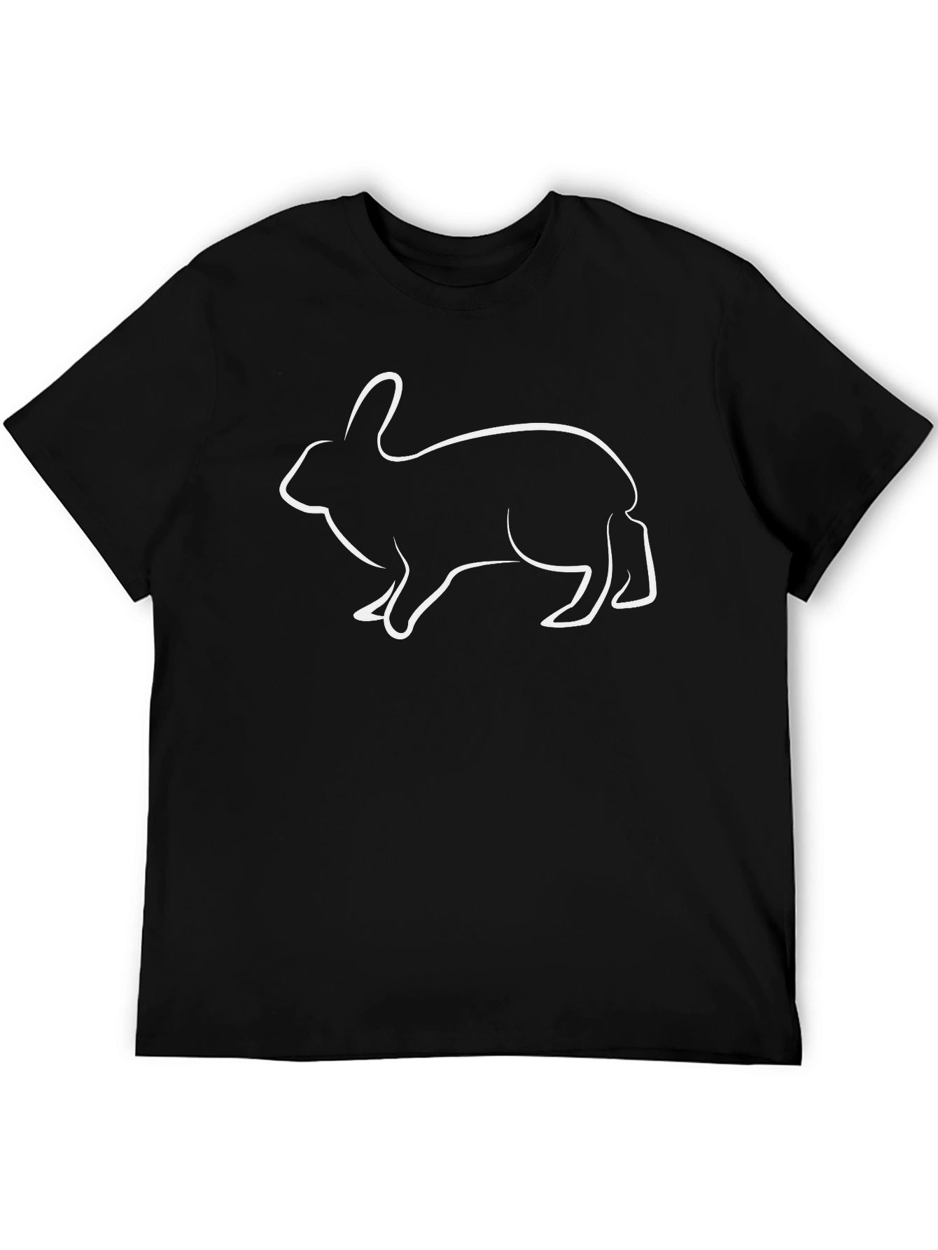 Rabbit Outline T-Shirt - Mens Black Tee