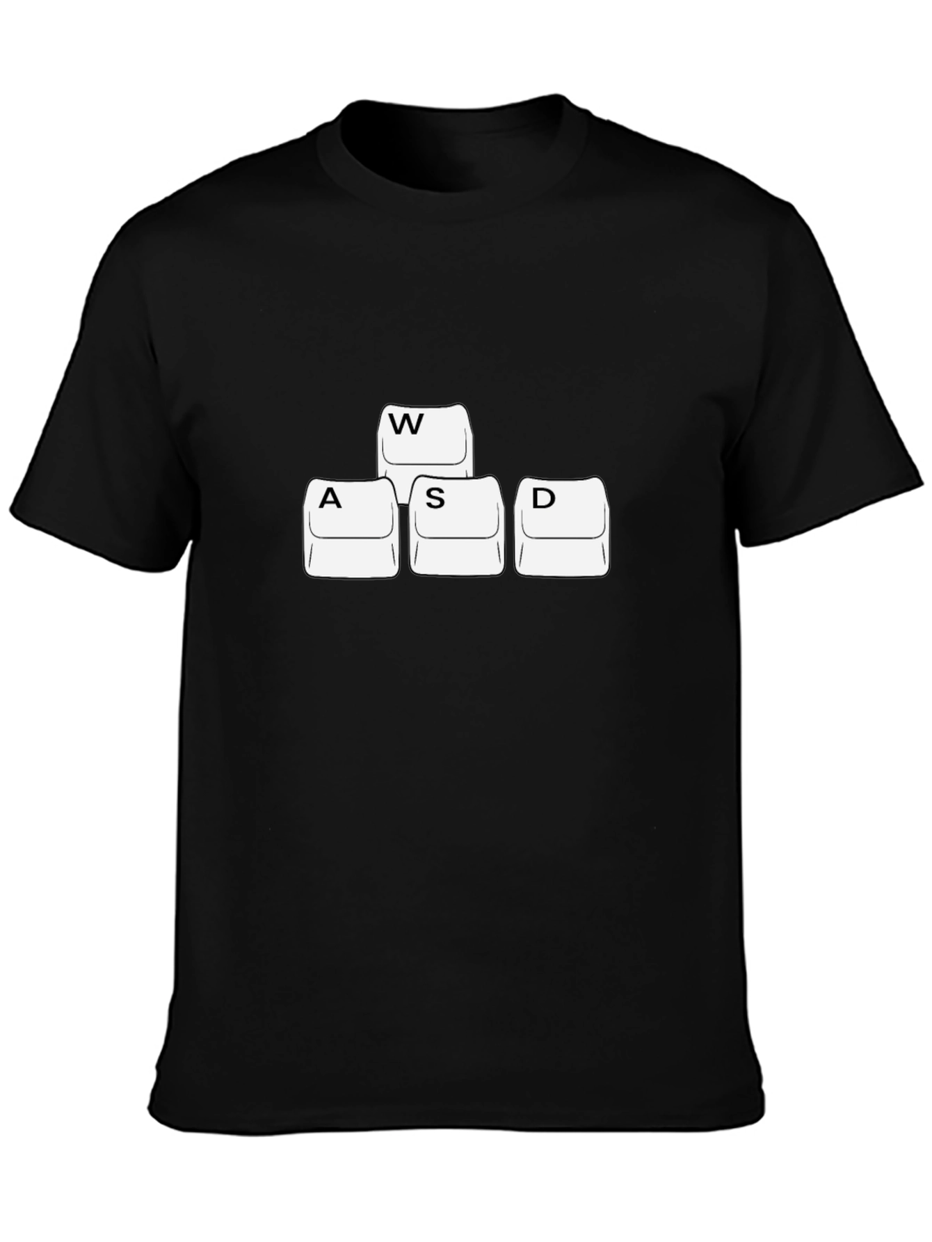 Gamer WASD Keyboard Key T-Shirt - Black Cotton Gaming Tee