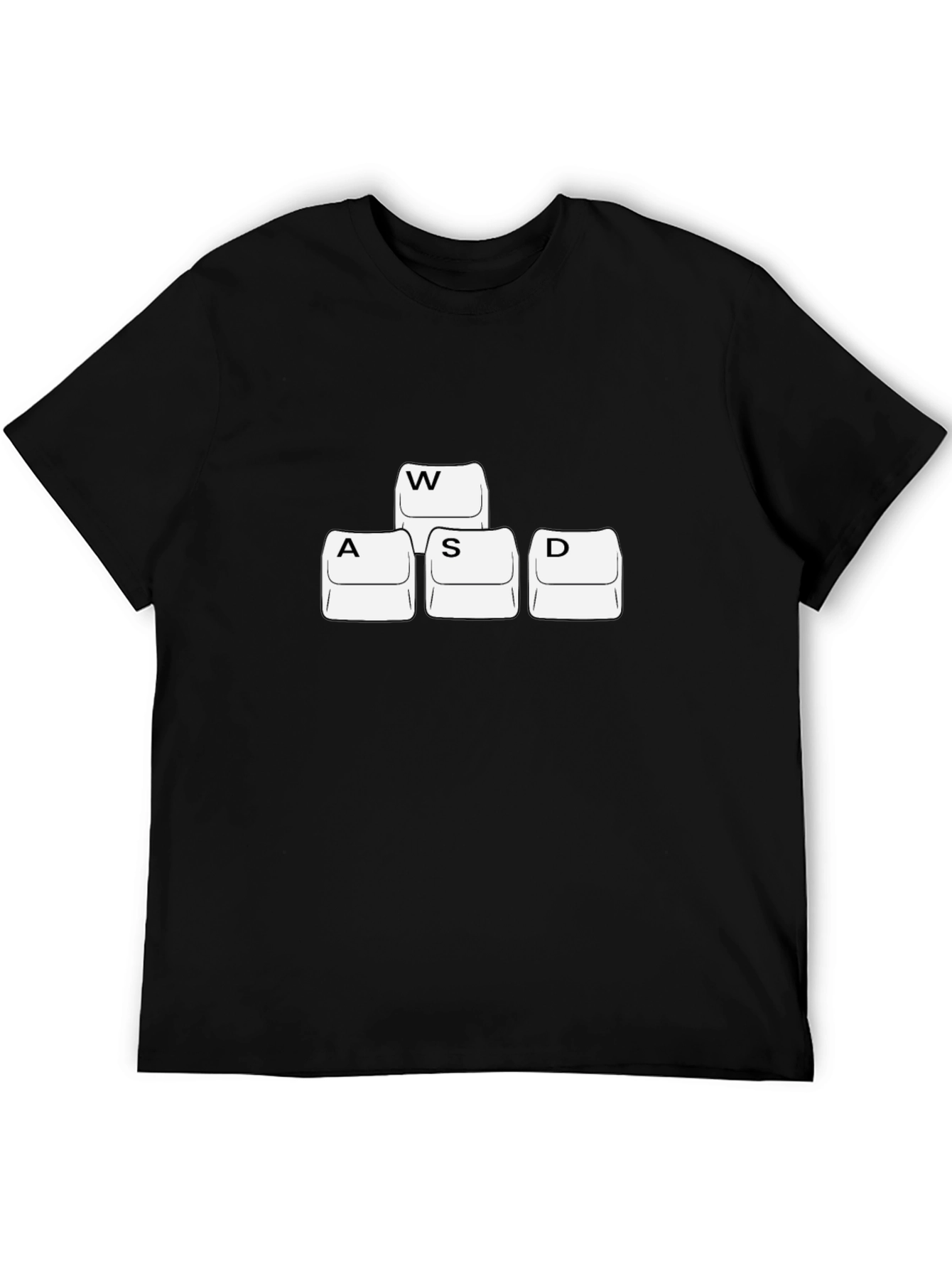 Gamer WASD Keyboard Key T-Shirt - Black Cotton Gaming Tee