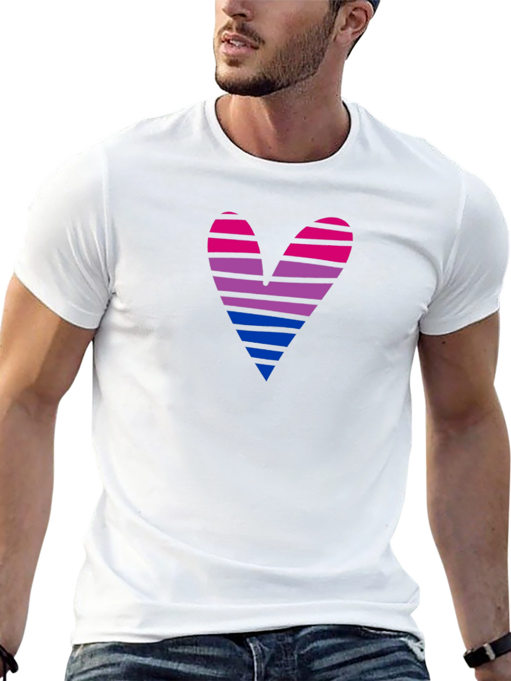 Bisexual Pride Heart Graphic T-Shirt