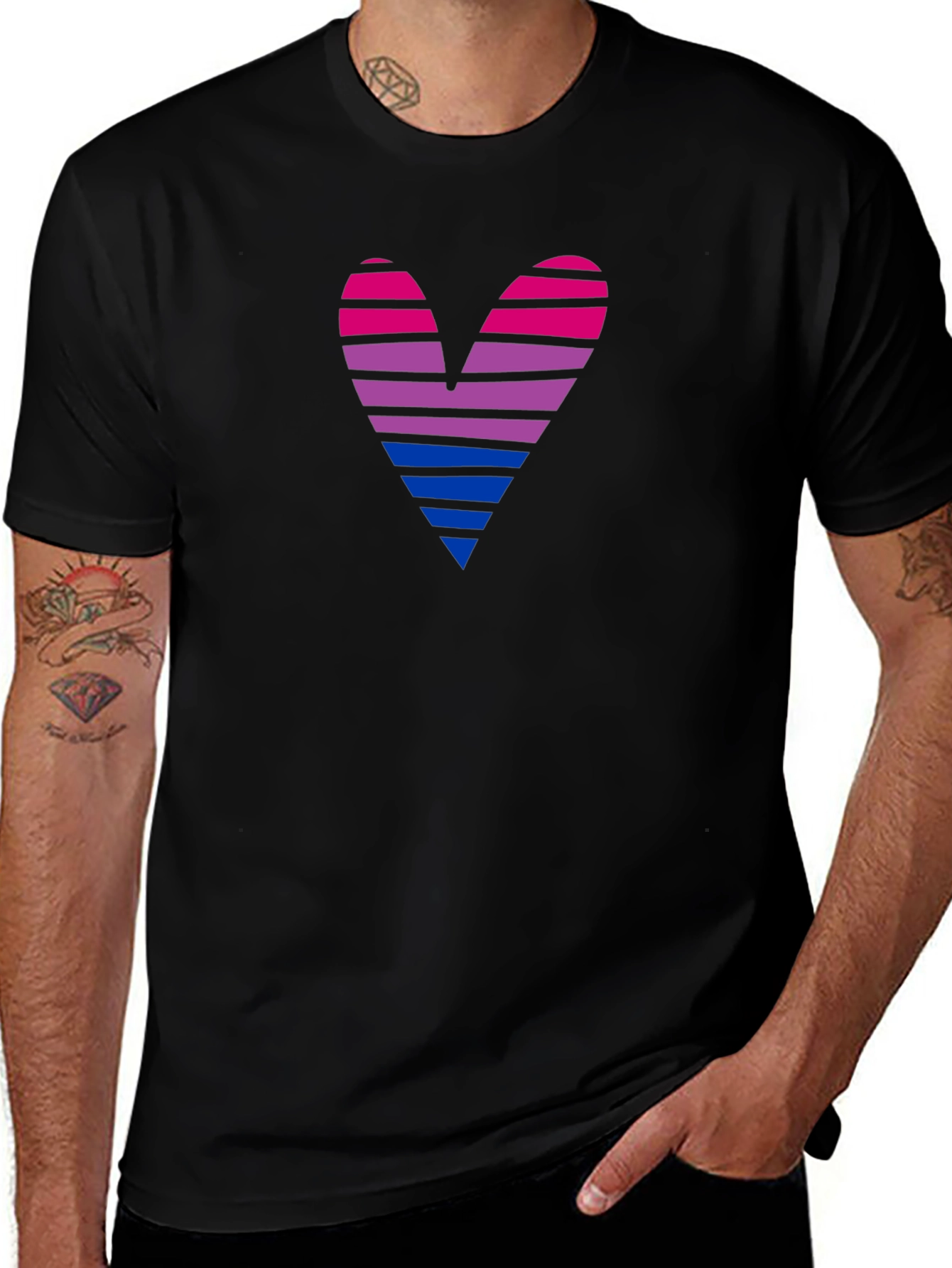 Bisexual Pride Heart Graphic T-Shirt