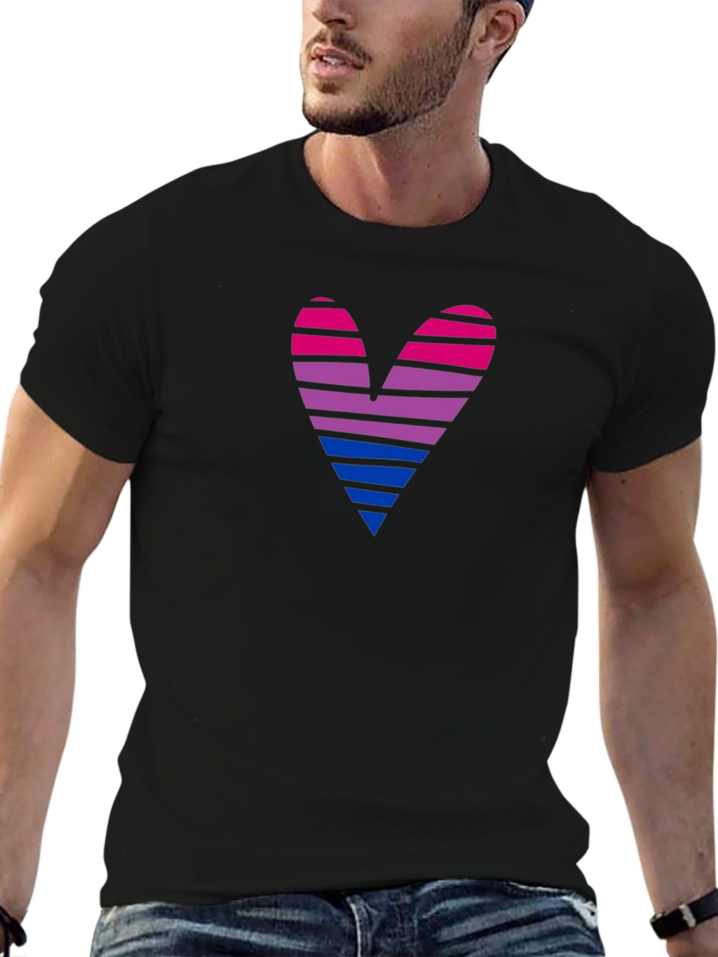 Bisexual Pride Heart Graphic T-Shirt
