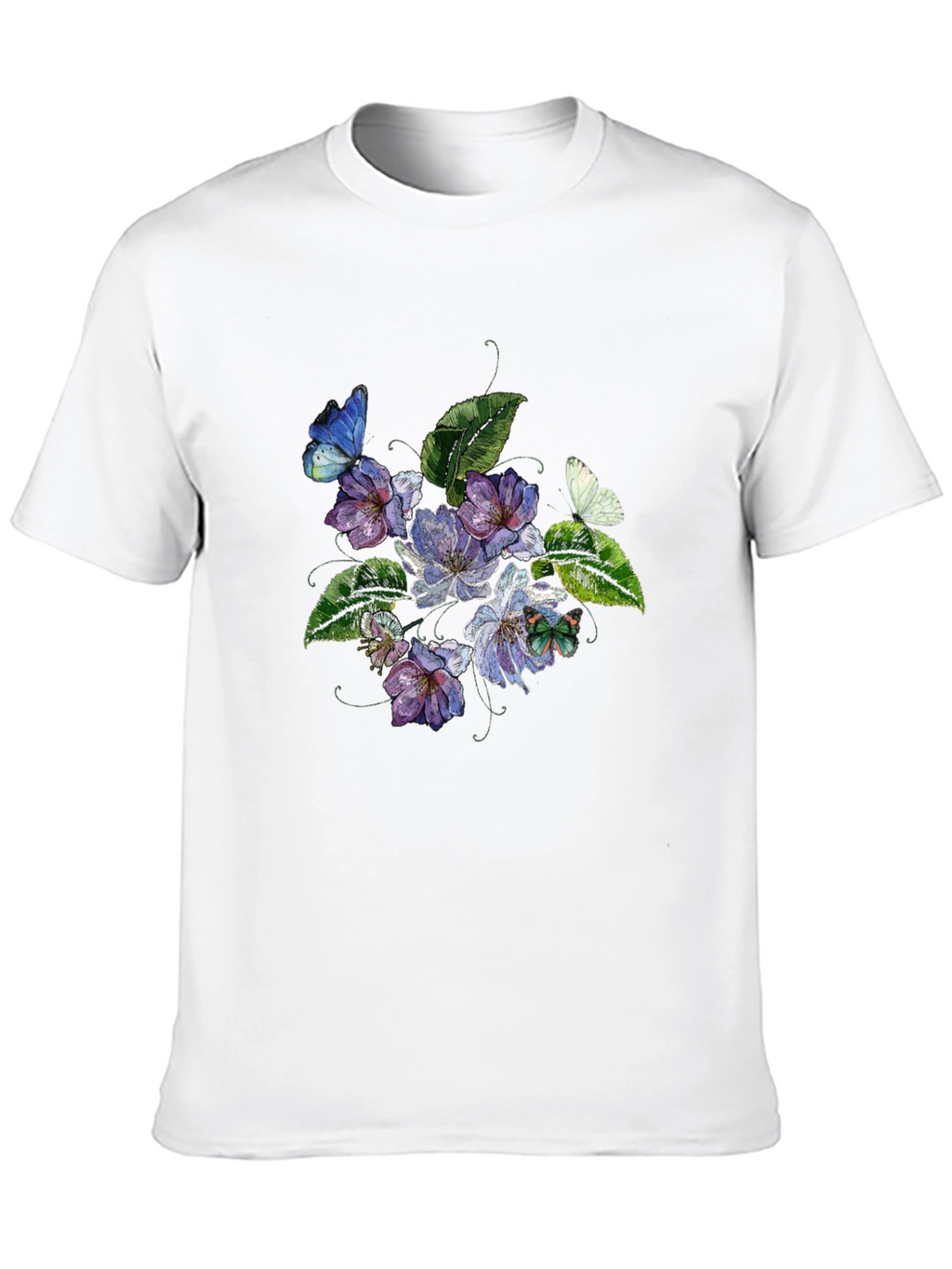 Floral Butterfly Graphic Black T-Shirt