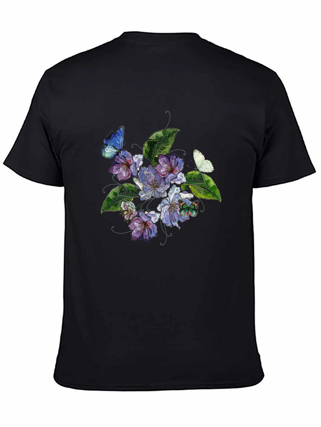 Floral Butterfly Graphic Black T-Shirt