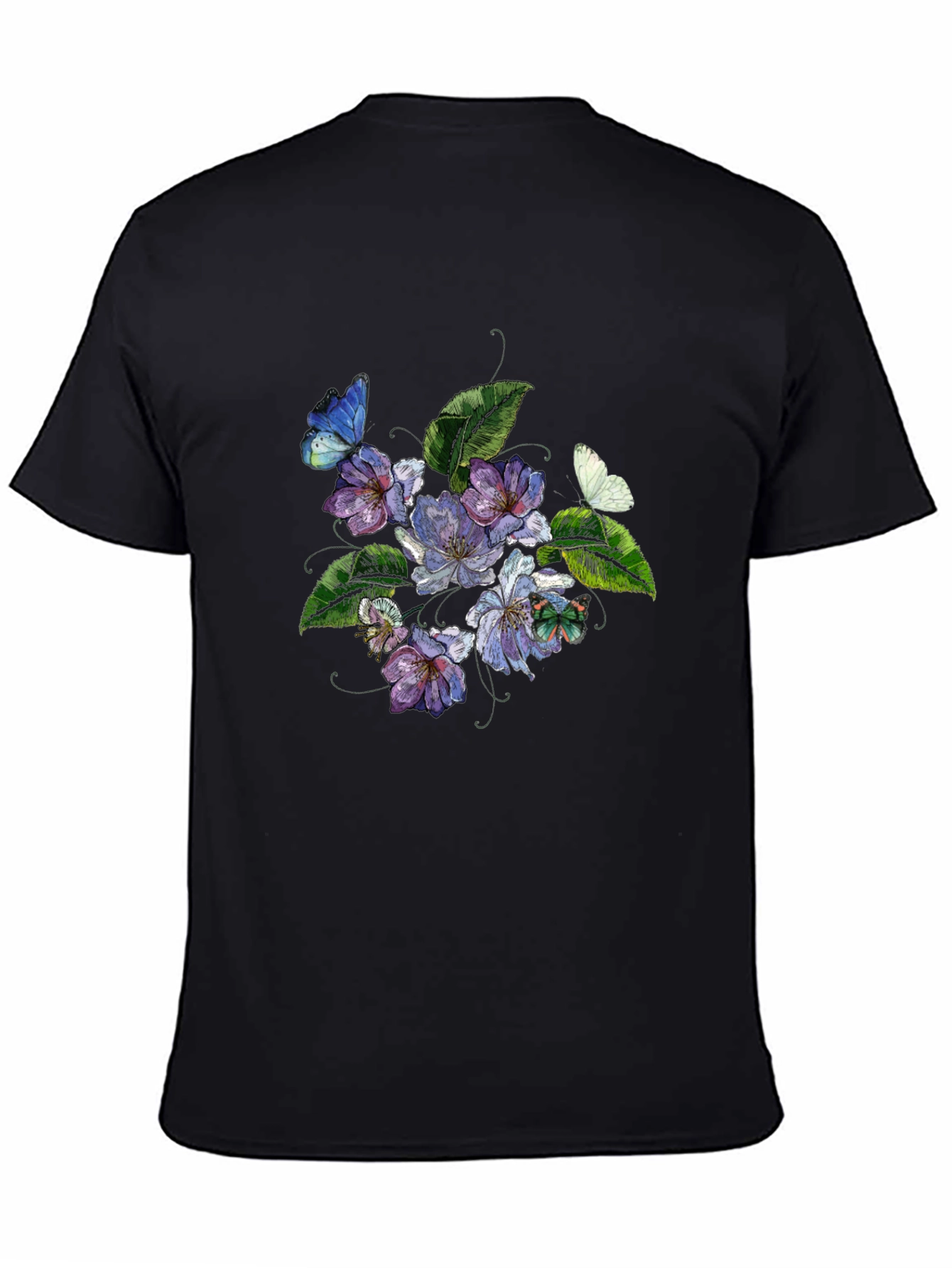 Floral Butterfly Graphic Black T-Shirt