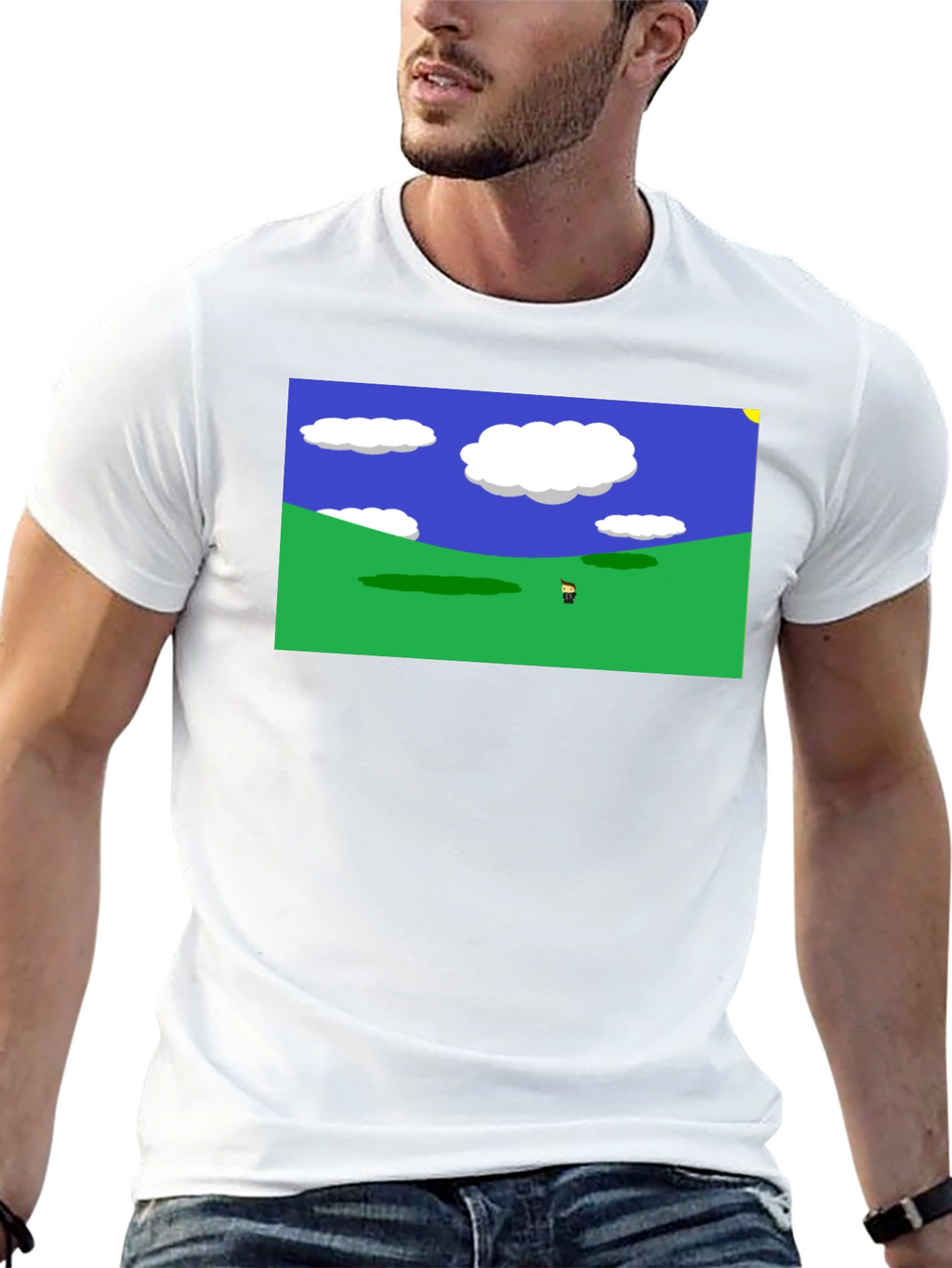 Retro Video Game Landscape Black Tee