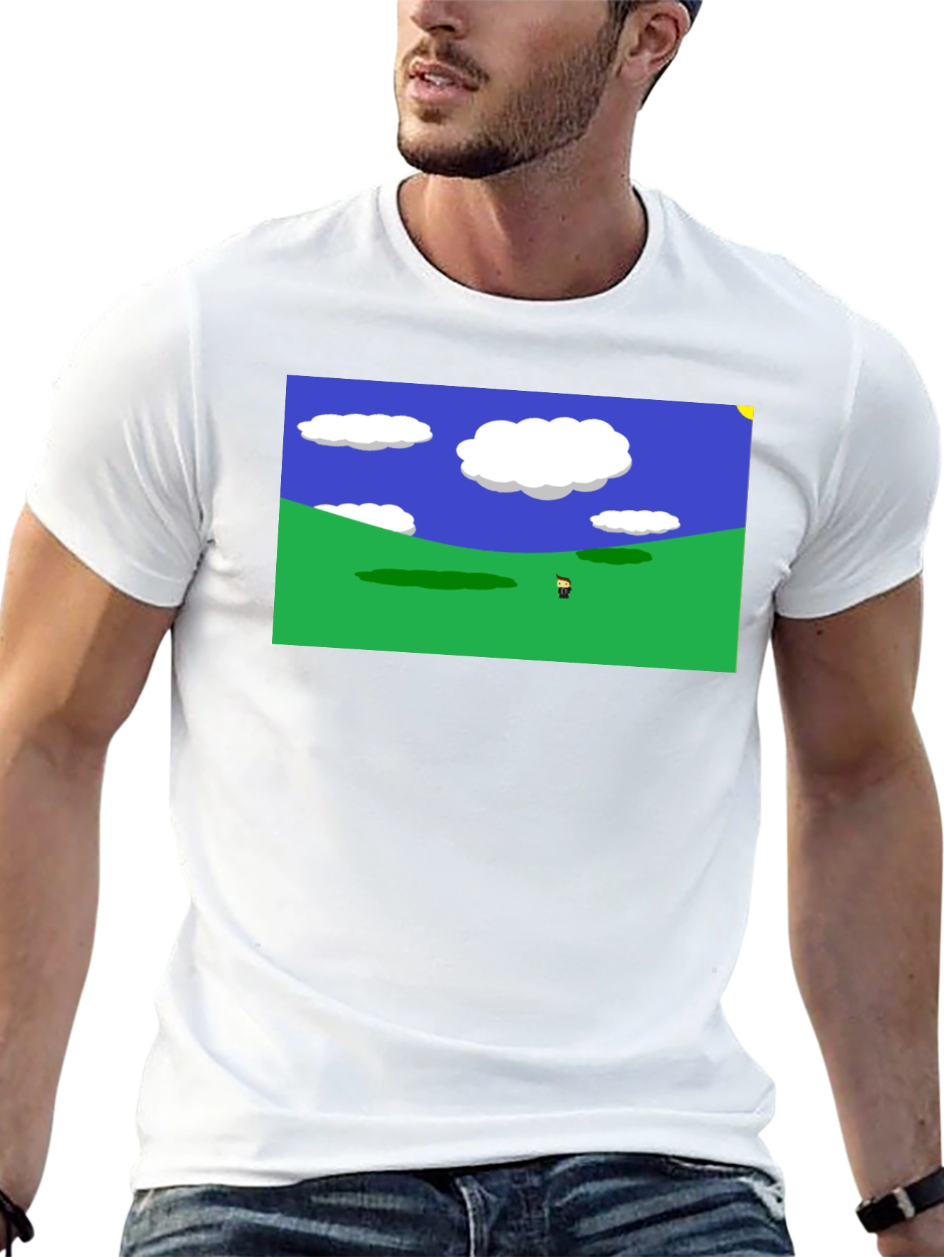 Retro Video Game Landscape Black Tee