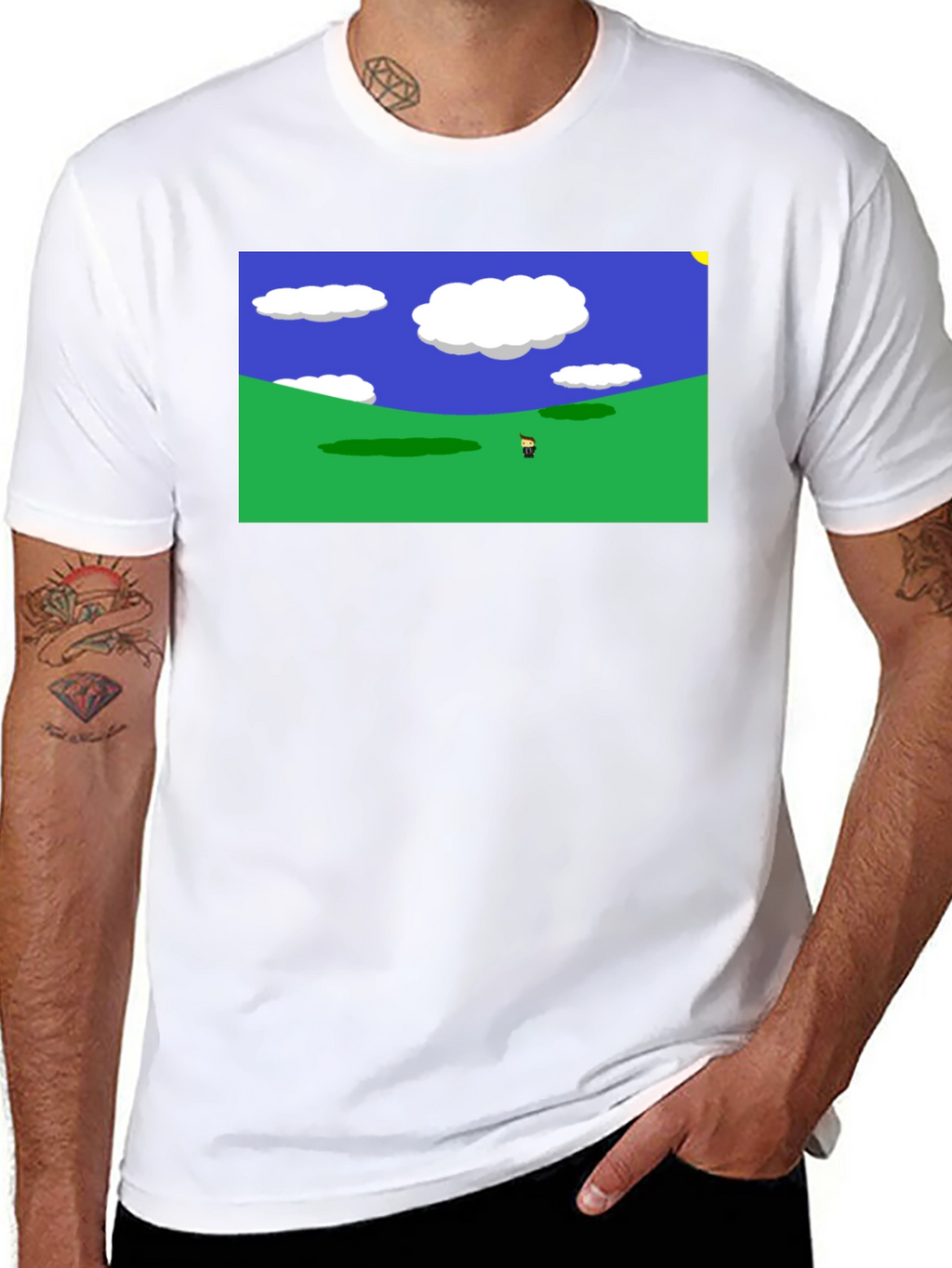 Retro Video Game Landscape Black Tee
