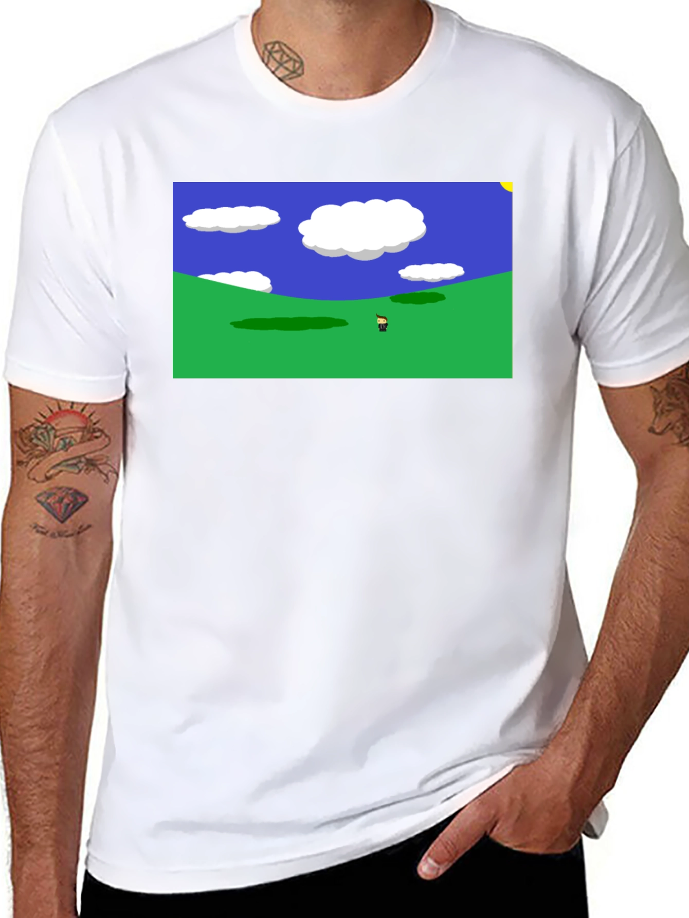 Retro Video Game Landscape Black Tee